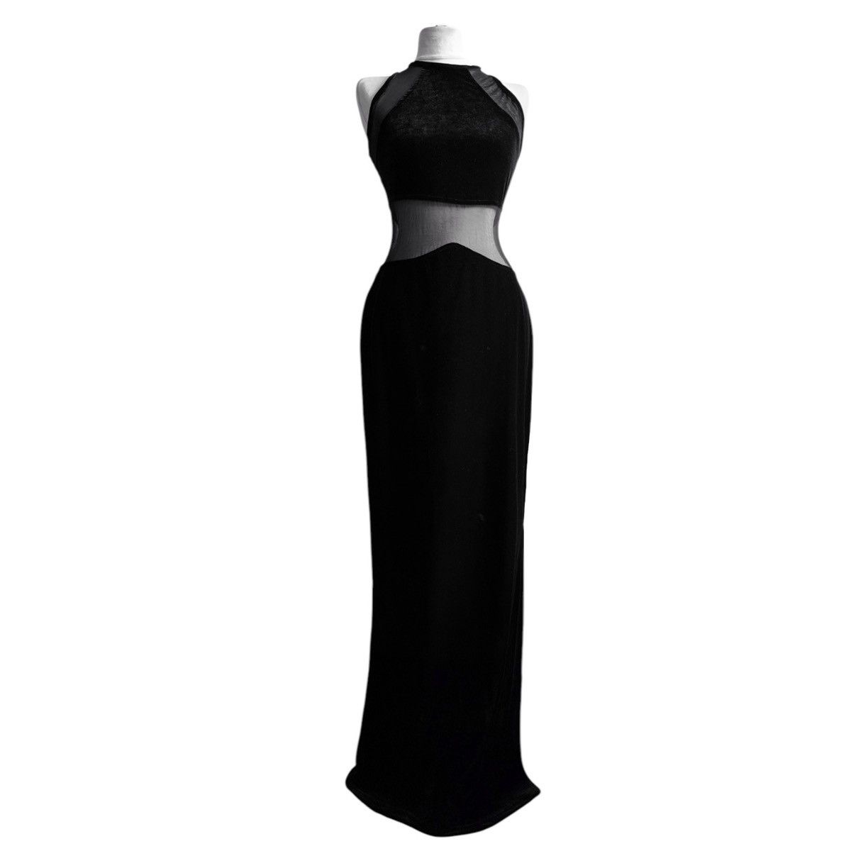 Vintage Female fatale Sheer long vampire style mesh velvet dress Size M / US 6-8 / IT 42-44 - 2 Thumbnail