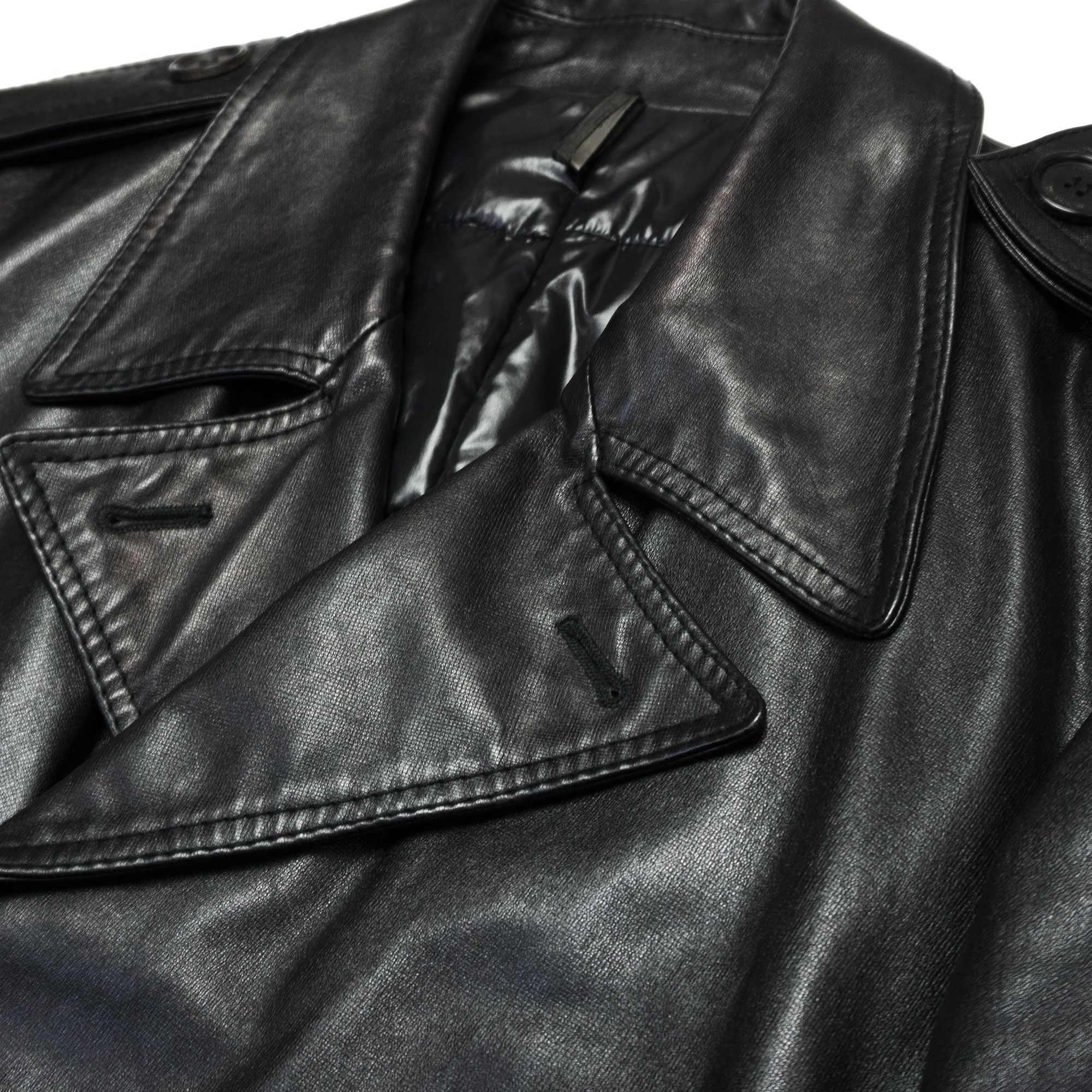 Dior × Hedi Slimane Dior Homme AW07 "Navigate" Leather Trench Coat Size US M / EU 48-50 / 2 - 8 Thumbnail
