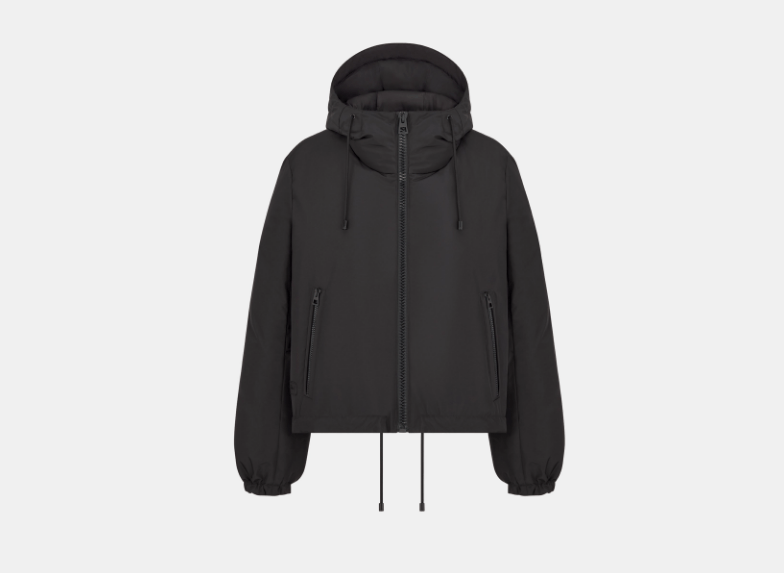 Dior o1w1db11225 457C21 Hooded Cropped Puffer Jacket in Black Size L / US 10 / IT 46 - 1 Thumbnail