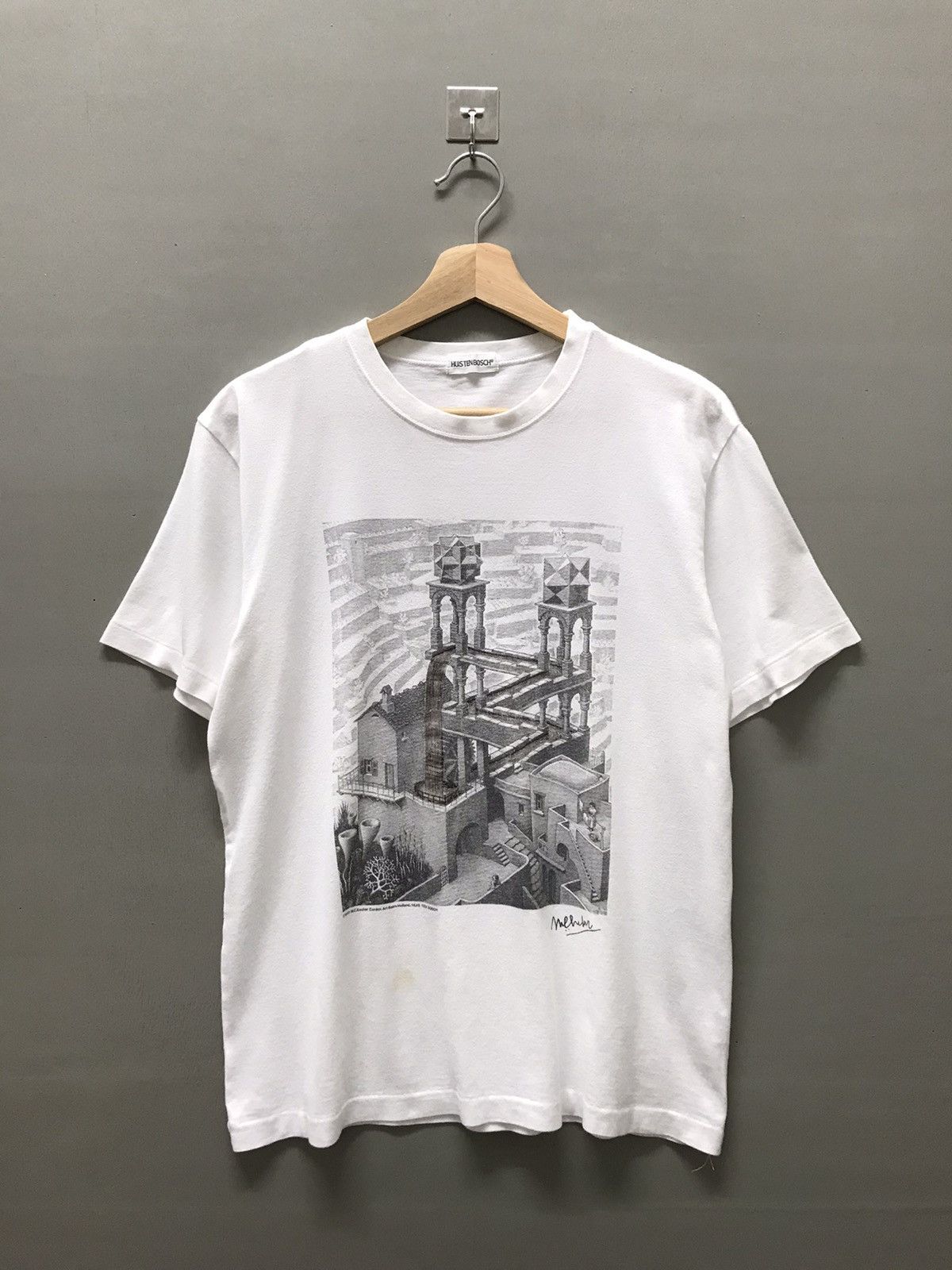 image of Archival Clothing x Art Vintage M.c Escher Artwork Huistenbosch Tee in White, Men's (Size Medium)