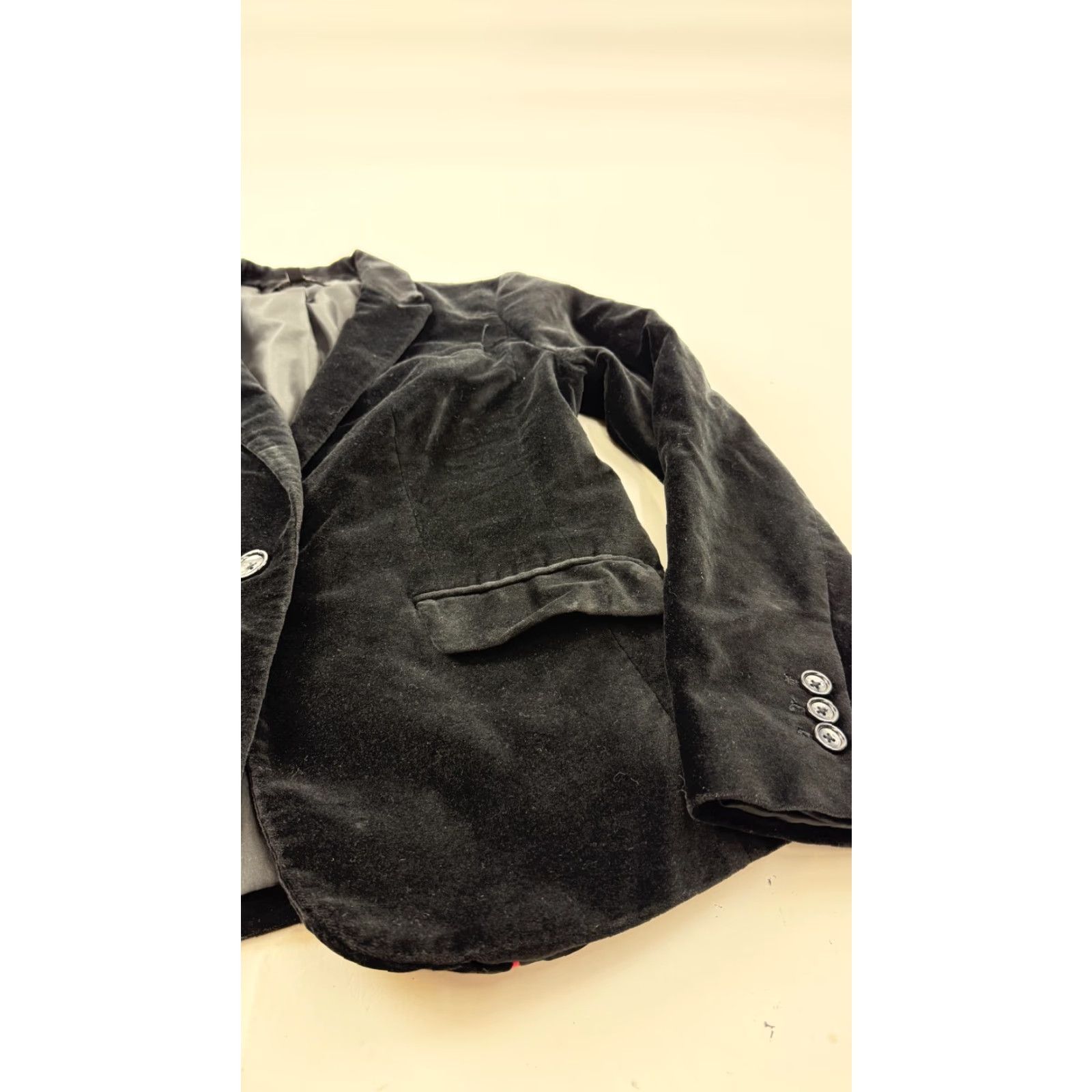 Talbots Talbots Petites Blazer Womens 6P Black Velvet Lined Cotton Jacket Single Button Size M / US 6-8 / IT 42-44 - 3 Thumbnail