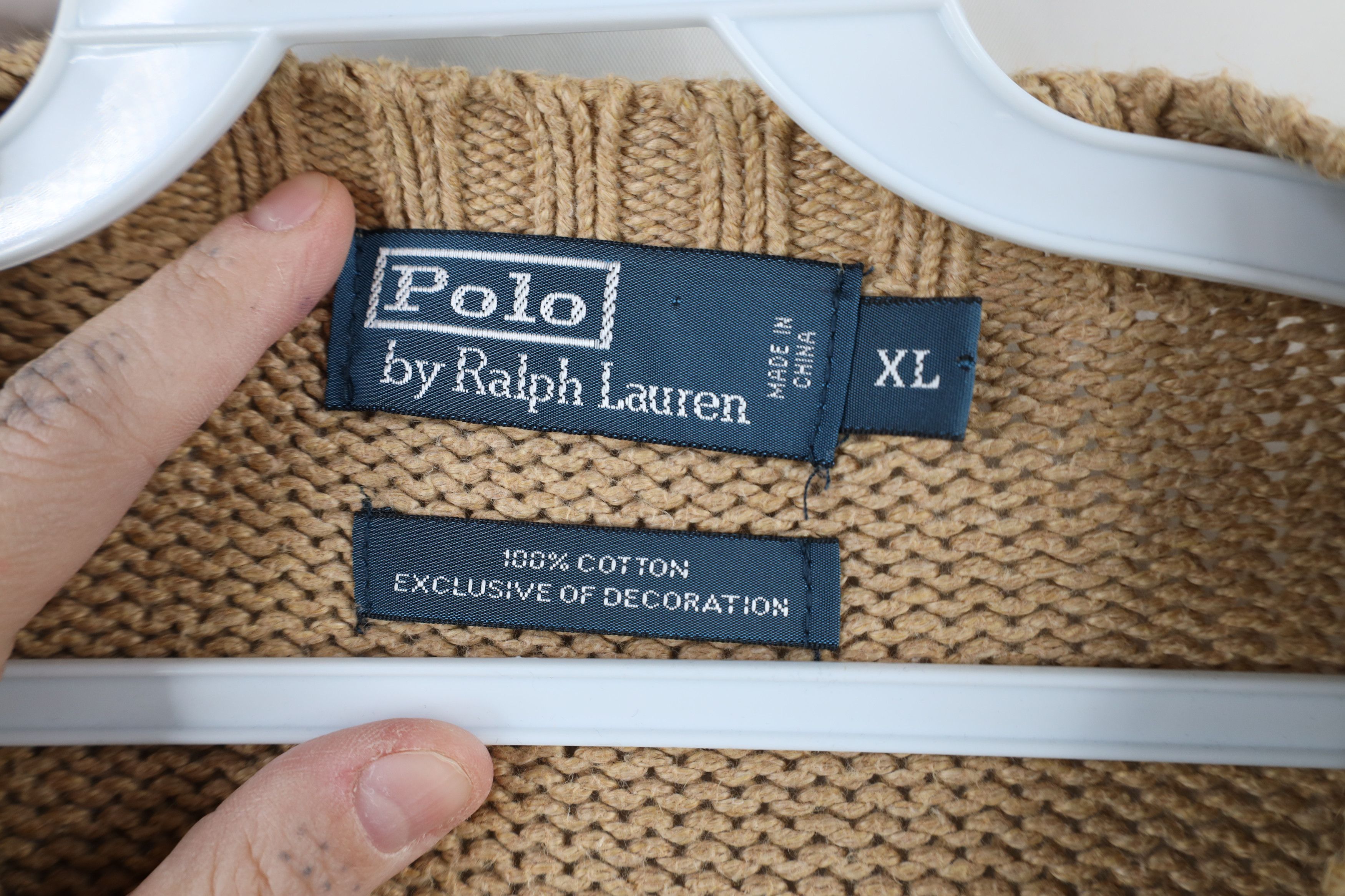Ralph Lauren Vintage 90s Ralph Lauren Knit Crewneck Sweater Beige Brown Size US XL / EU 56 / 4 - 4 Thumbnail