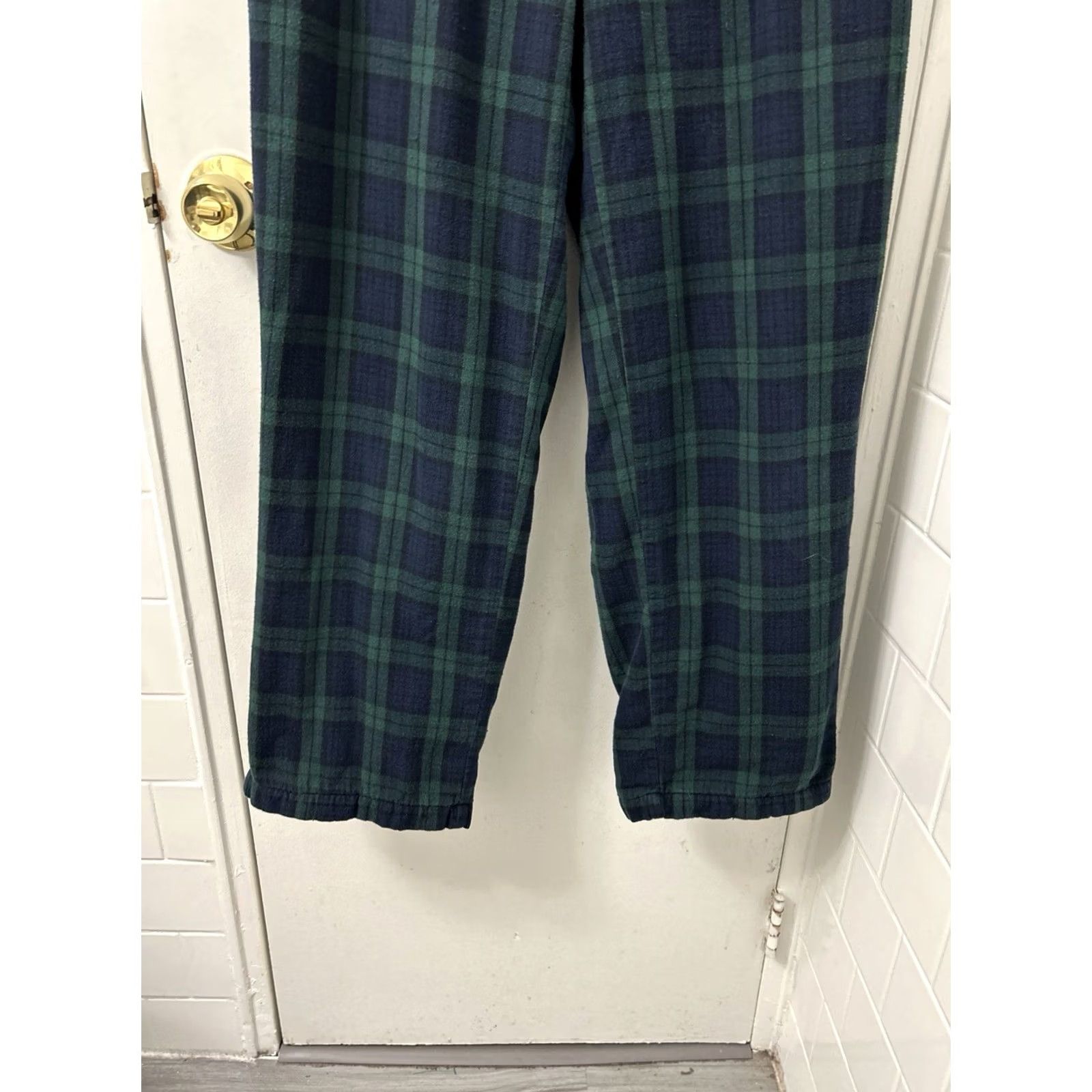 Vintage LL Bean Black Watch Plaid Flannel Fleece Lined Lounge Pants Navy Mens M 298144 Size US 31 - 3 Thumbnail