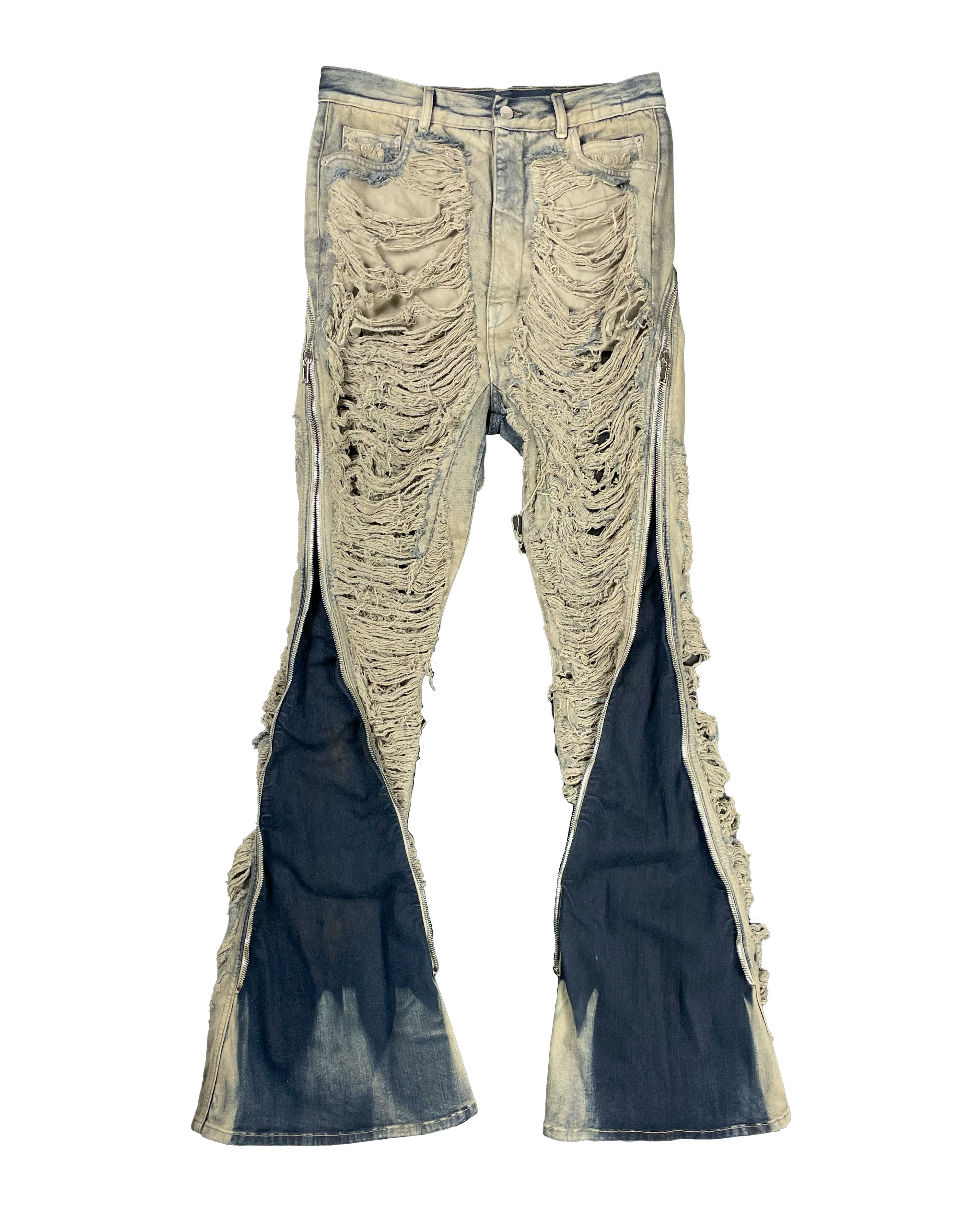 Rick Owens RUNWAY SHREDDED BOLAN BANANA DENIM FW23 LUXOR | Grailed