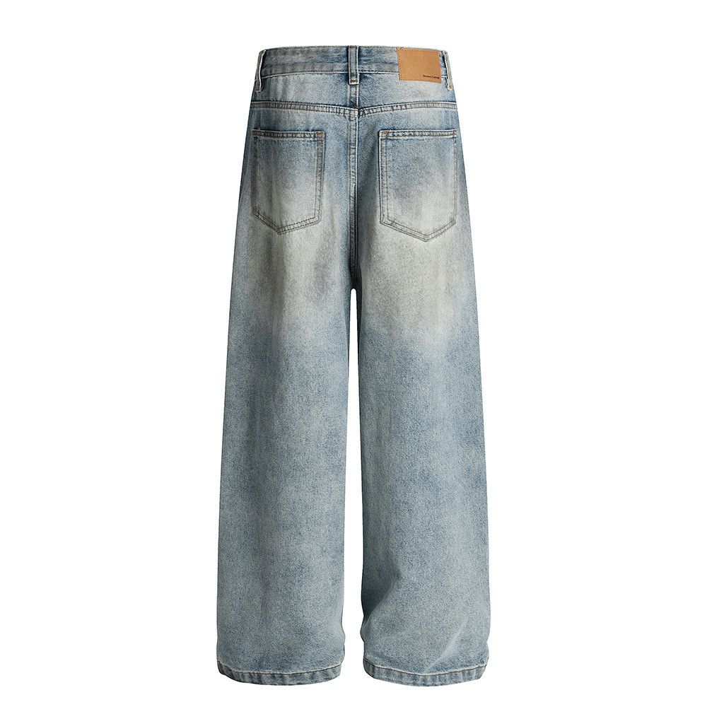 Vintage American retro wide-leg loose distressed jeans for men Size US 32 / EU 48 - 2 Thumbnail