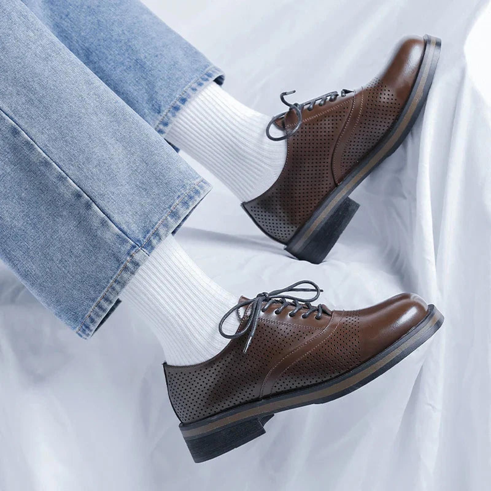 Leather Perforated Derby Shoes Size US 8 / EU 41 - 2 Thumbnail