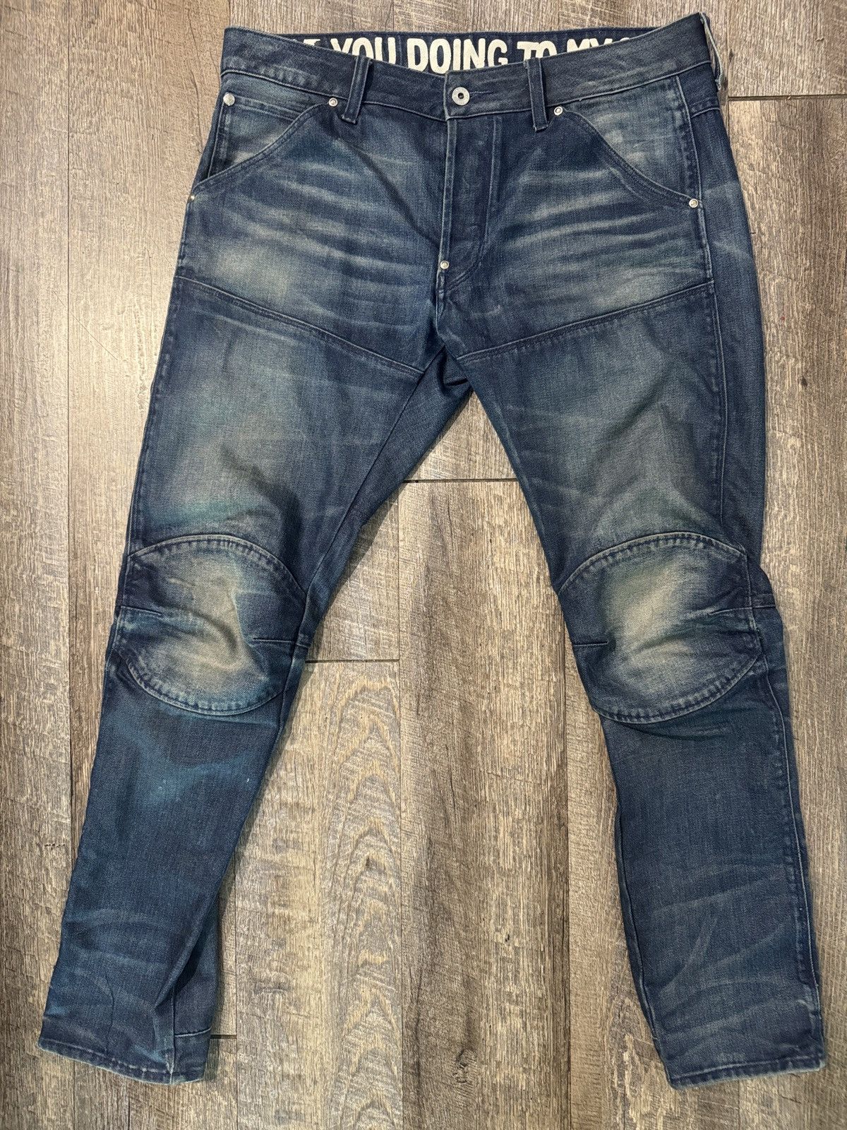 G-Star Slim Straight Distressed Indigo Jeans