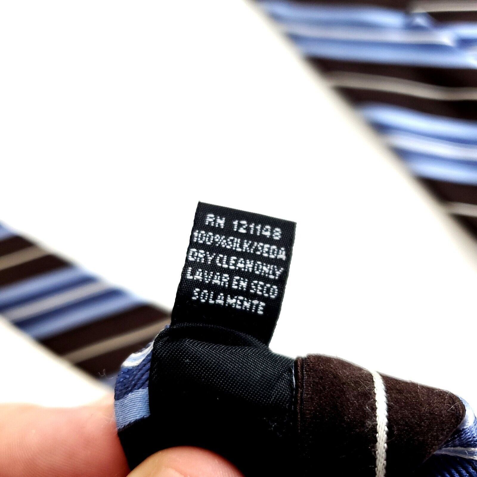 Jones New York Jones New York Brown Blue Striped Woven Silk Tie Size ONE SIZE - 4 Thumbnail