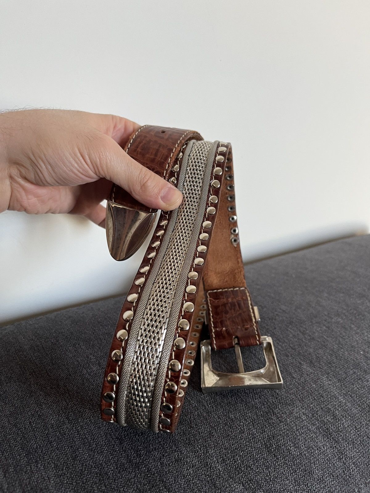Cowboy Equipment Cheval Design Studio Super Heavy Leather Metallic Belt Size ONE SIZE - 11 Thumbnail