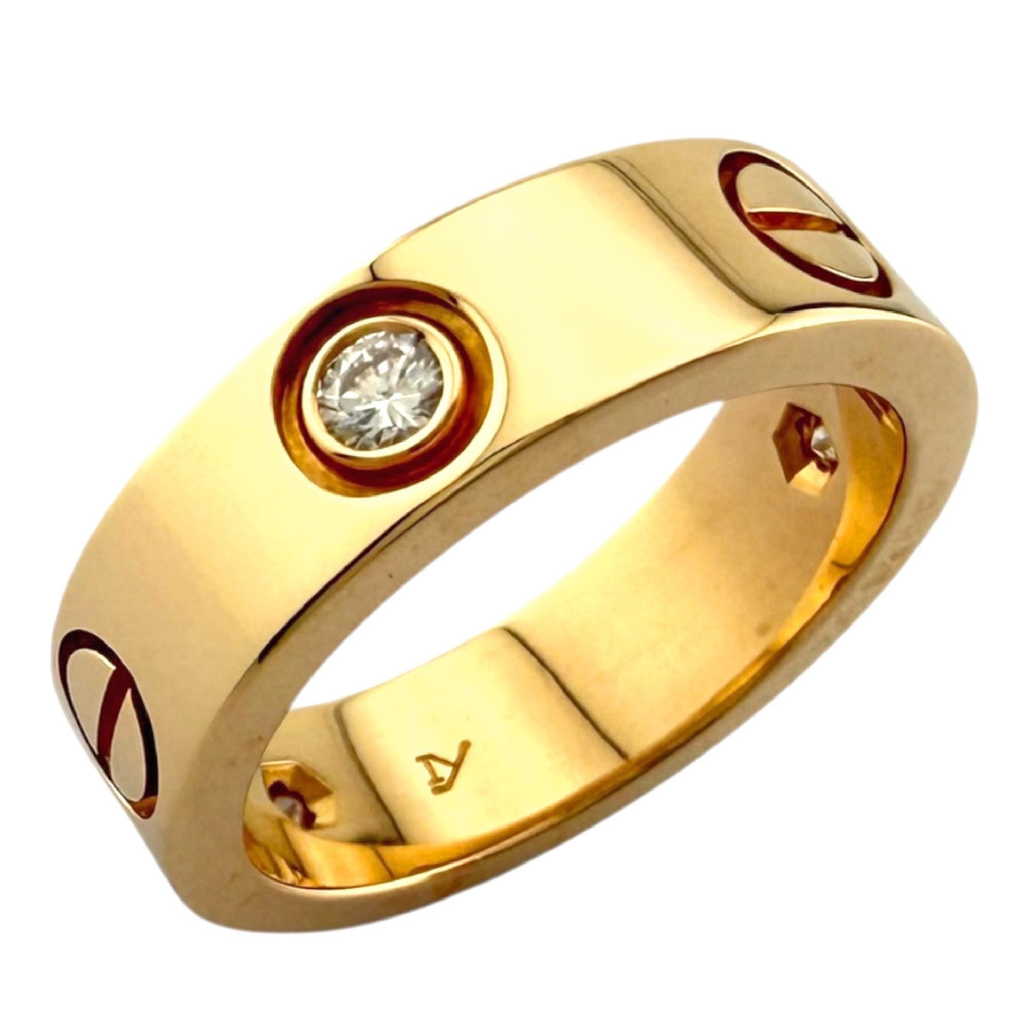 Cartier Love Half Diamond Ring 18k Gold Diamond Women's Pre-owned