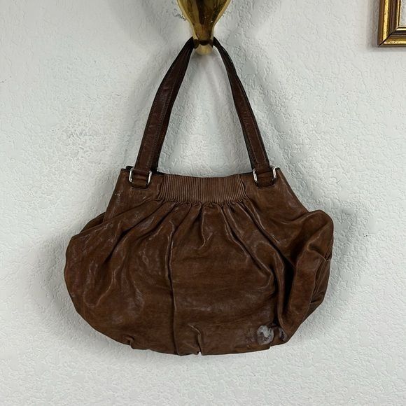 Jil Sander JIL SANDER Vintage Tan Leather Pleated Shoulder Bag Size ONE SIZE - 8 Thumbnail