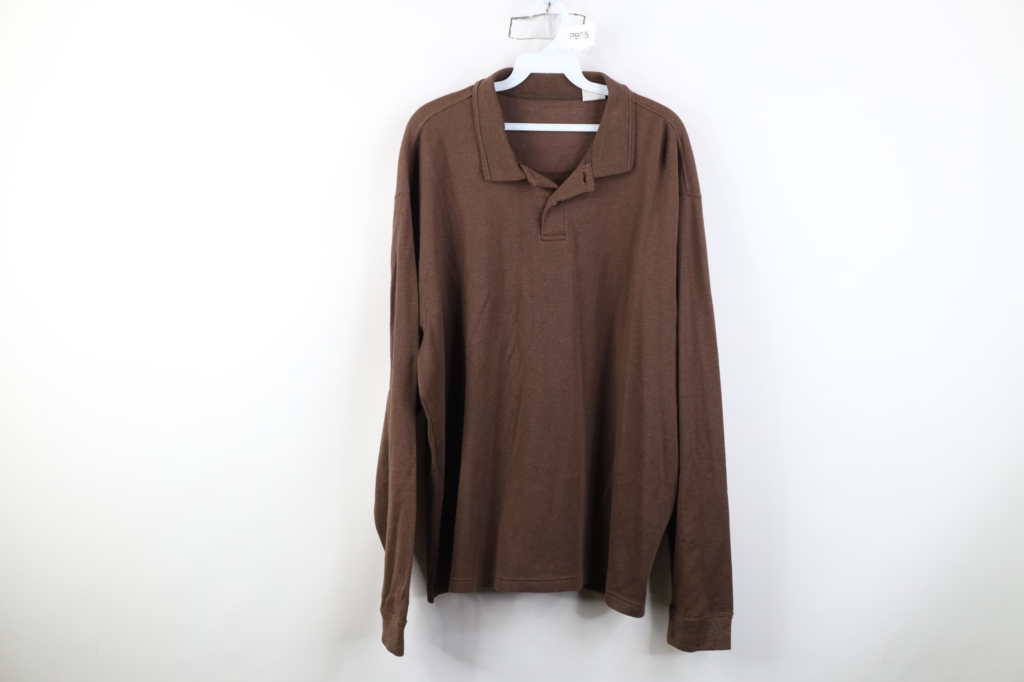 Vintage Vintage 90s Streetwear Collared Long Sleeve Rugby Polo Brown Size US XXL / EU 58 / 5 - 1 Thumbnail