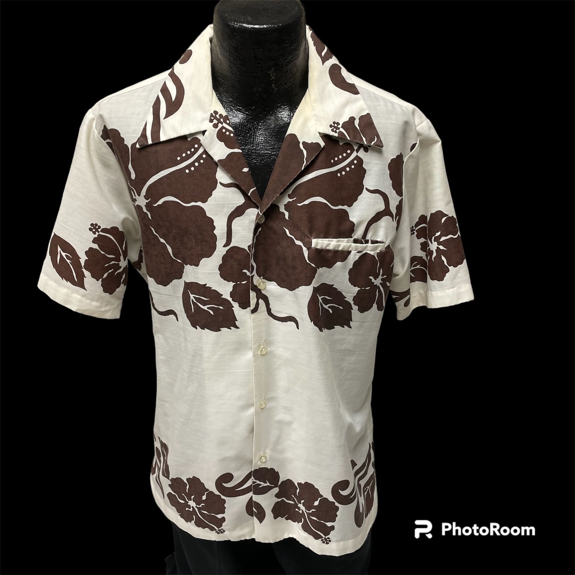 Unkwn 70s Royal Palm MOD White Brown FLORAL Butterfly Collar Shirt Size US L / EU 52-54 / 3 - 1 Preview