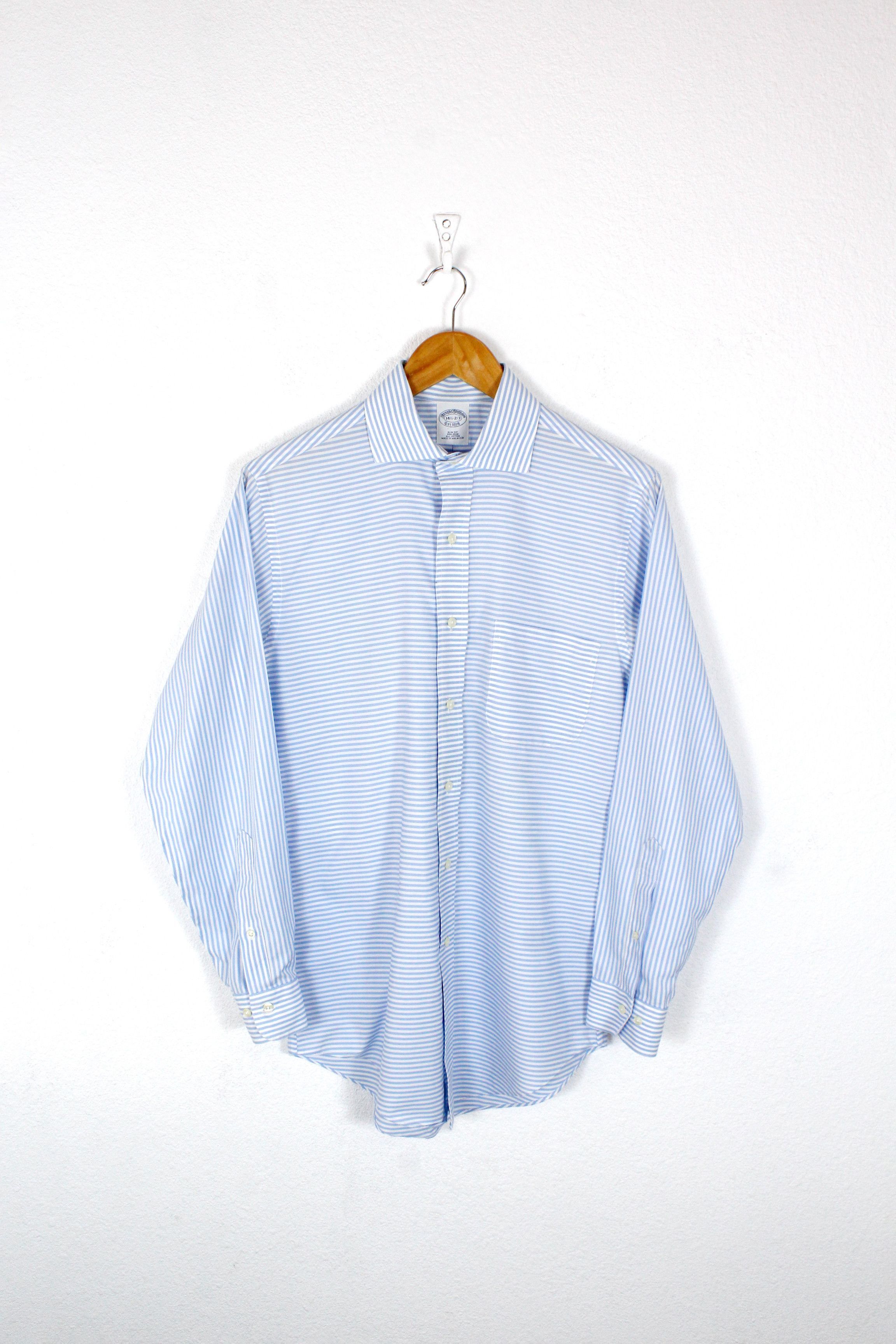 Brooks Brothers Brooks Brothers Blue White Striped Slim Shirt Size US S / EU 44-46 / 1 - 1 Thumbnail