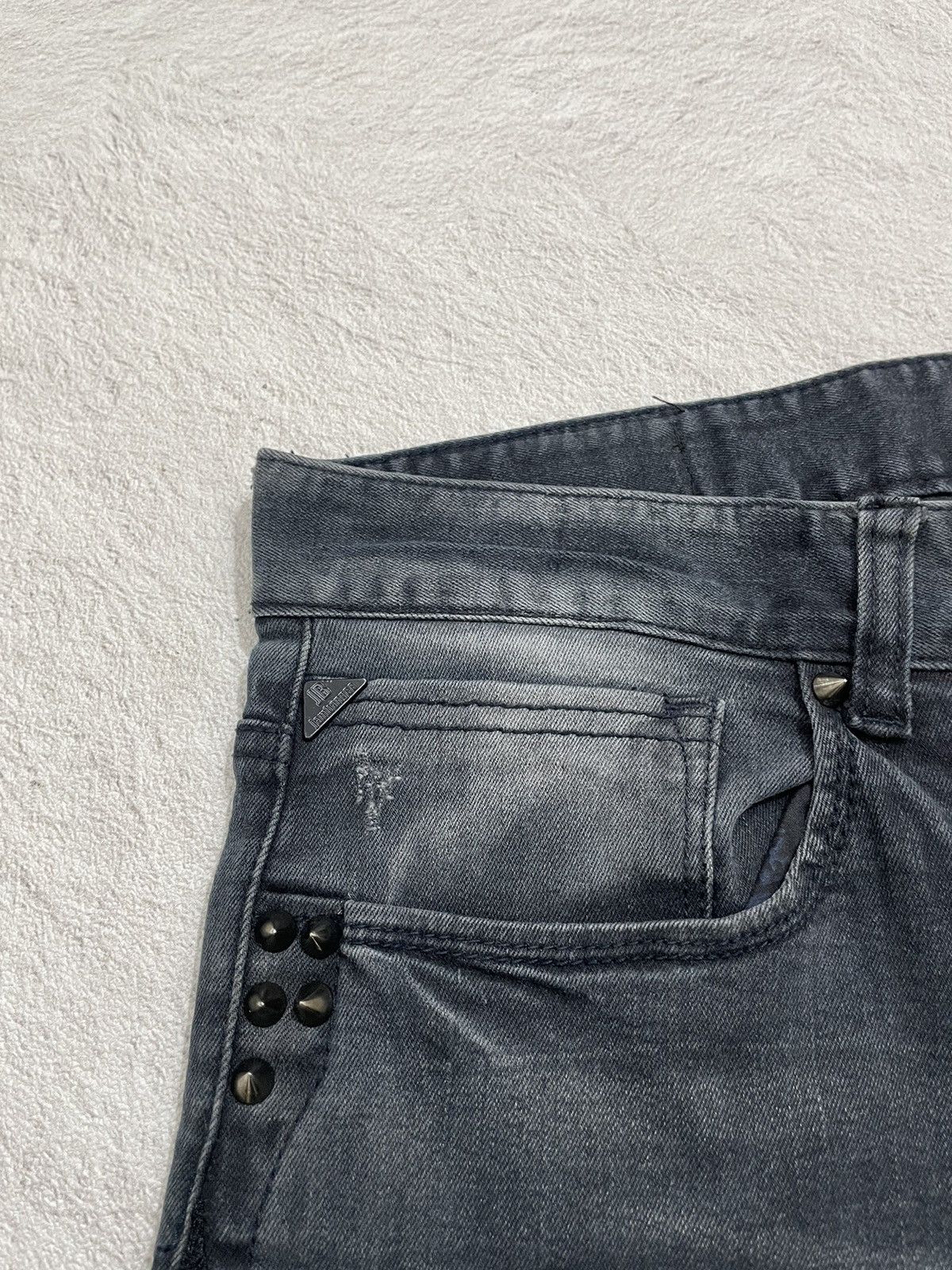 Japanese Brand 00s Jambangee Studed Denim Embroidered Skull Wash Jeans Y2K Size US 35 - 3 Thumbnail