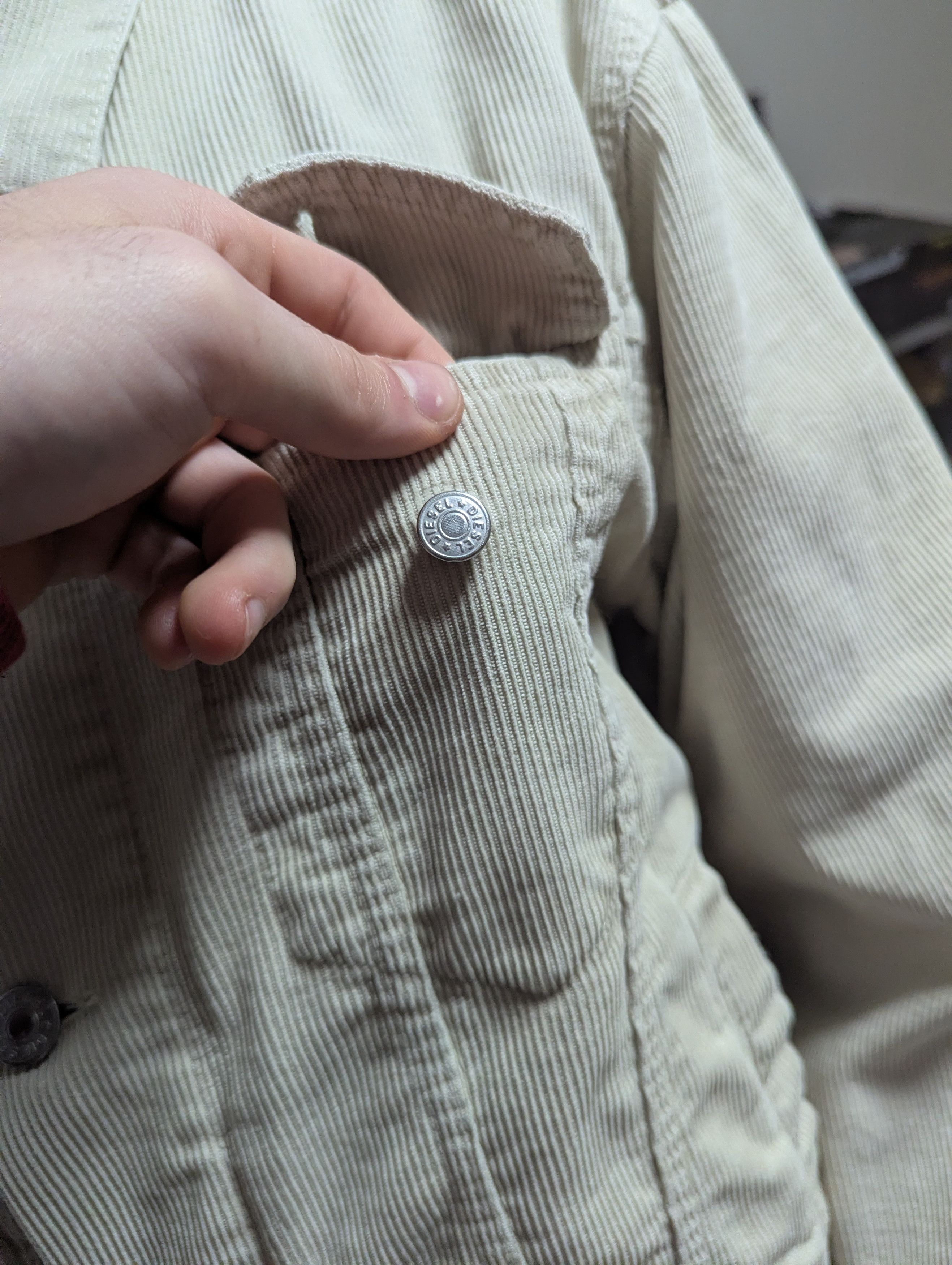 Diesel 90s Diesel Industry Cream Corduroy Trucker Jacket Boxy Fit Size US M / EU 48-50 / 2 - 11 Thumbnail