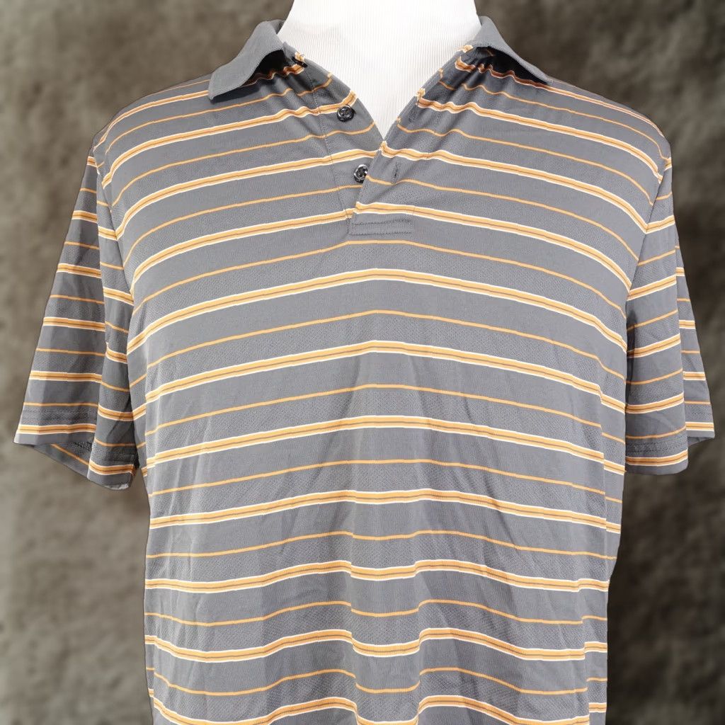 Croft & Barrow CROFT & BARROW PERFORMANCE GREY ORNAGE STRIPED GOLF POLO SHIRT MENS SIZE L LARGE Size US L / EU 52-54 / 3 - 1 Thumbnail
