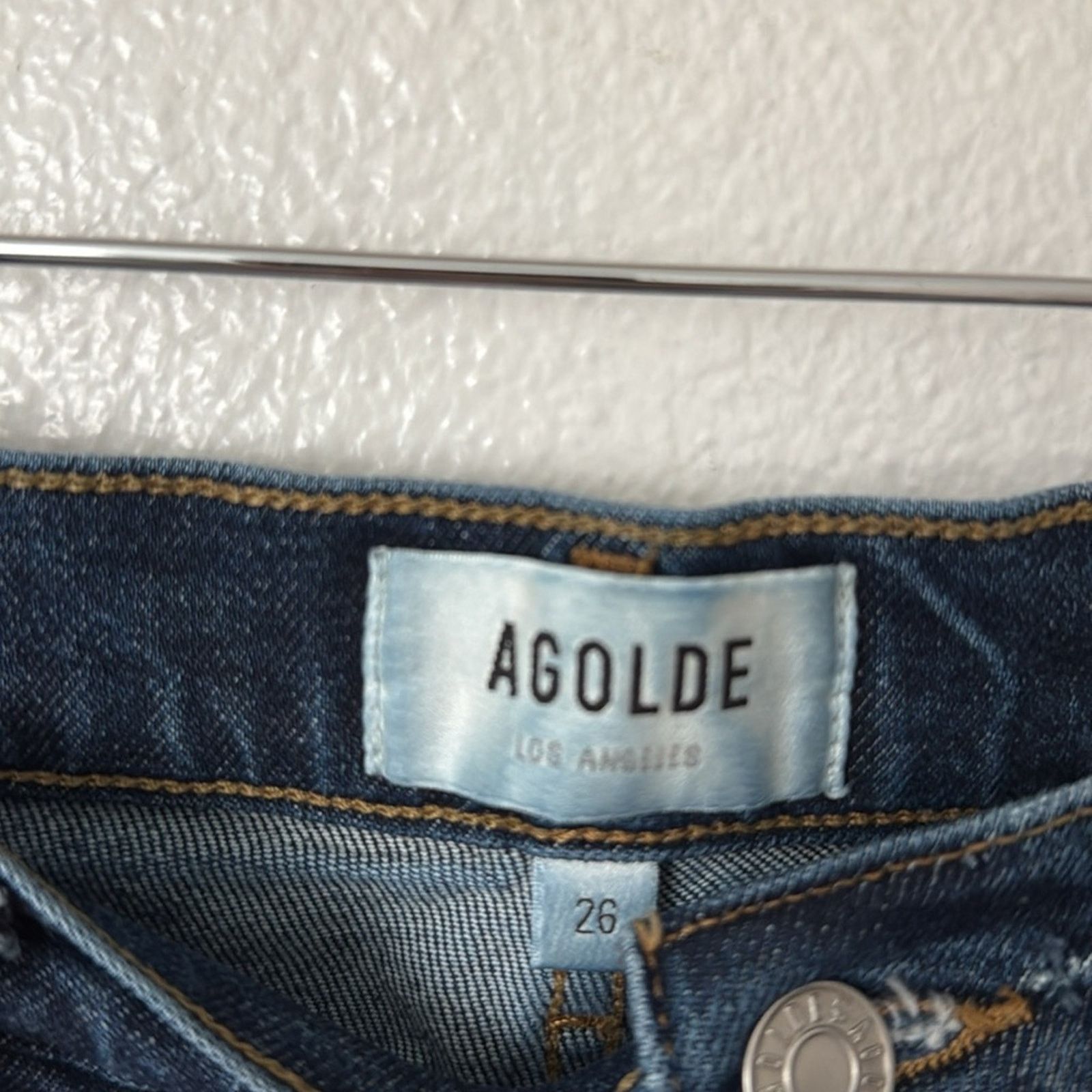 Agolde Agolde Riley Long High Rise Straight in Medium Wash Blue Size 26" / US 2 / IT 38 - 6 Thumbnail