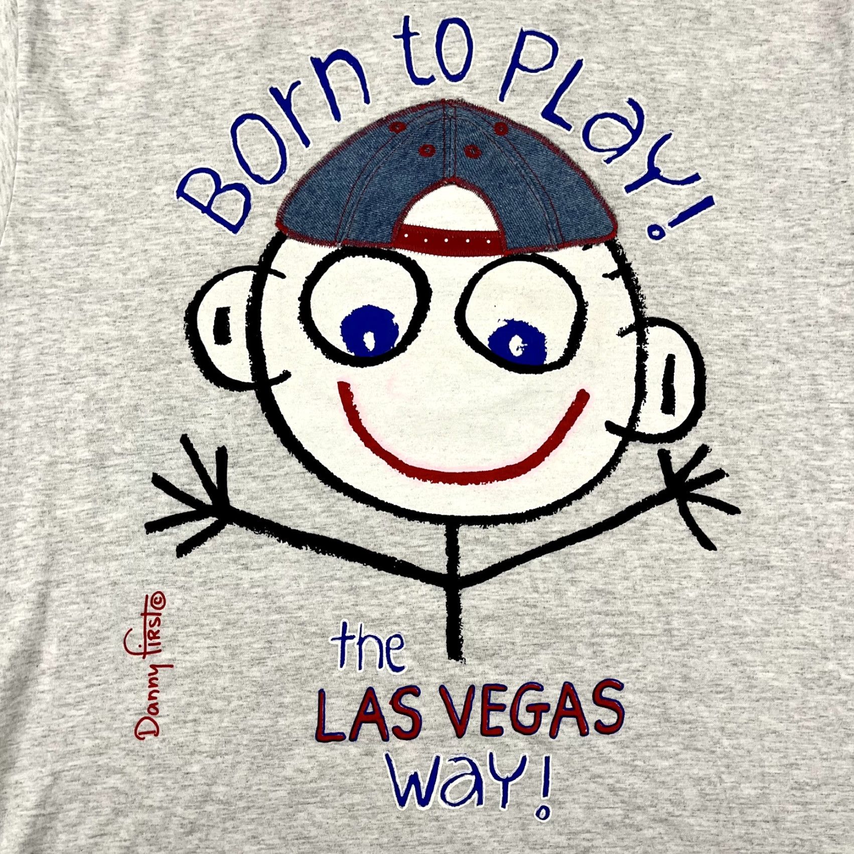 Born VINTAGE Danny First Graphic Shirt Mens Large Gray "Born to Play" Las Vegas Casino 90s Cartoon Size US L / EU 52-54 / 3 - 6 Thumbnail