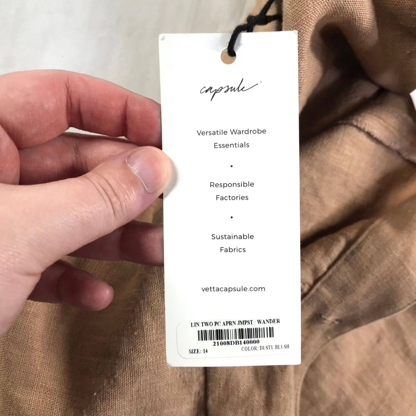 Vintage Vetta Capsule Wide Leg Pants Size 14 Dusty Blush 100% Linen High Rise NWT USA Size 36" / US 14 / IT 50 - 7 Thumbnail