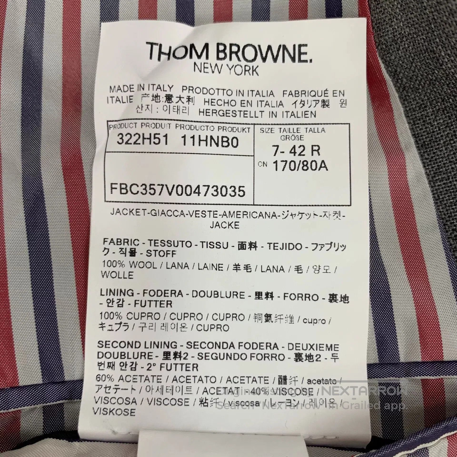 Thom Browne Thom Browne Gray Wool Lapel Suit Jacket. Size US XS / EU 42 / 0 - 7 Thumbnail