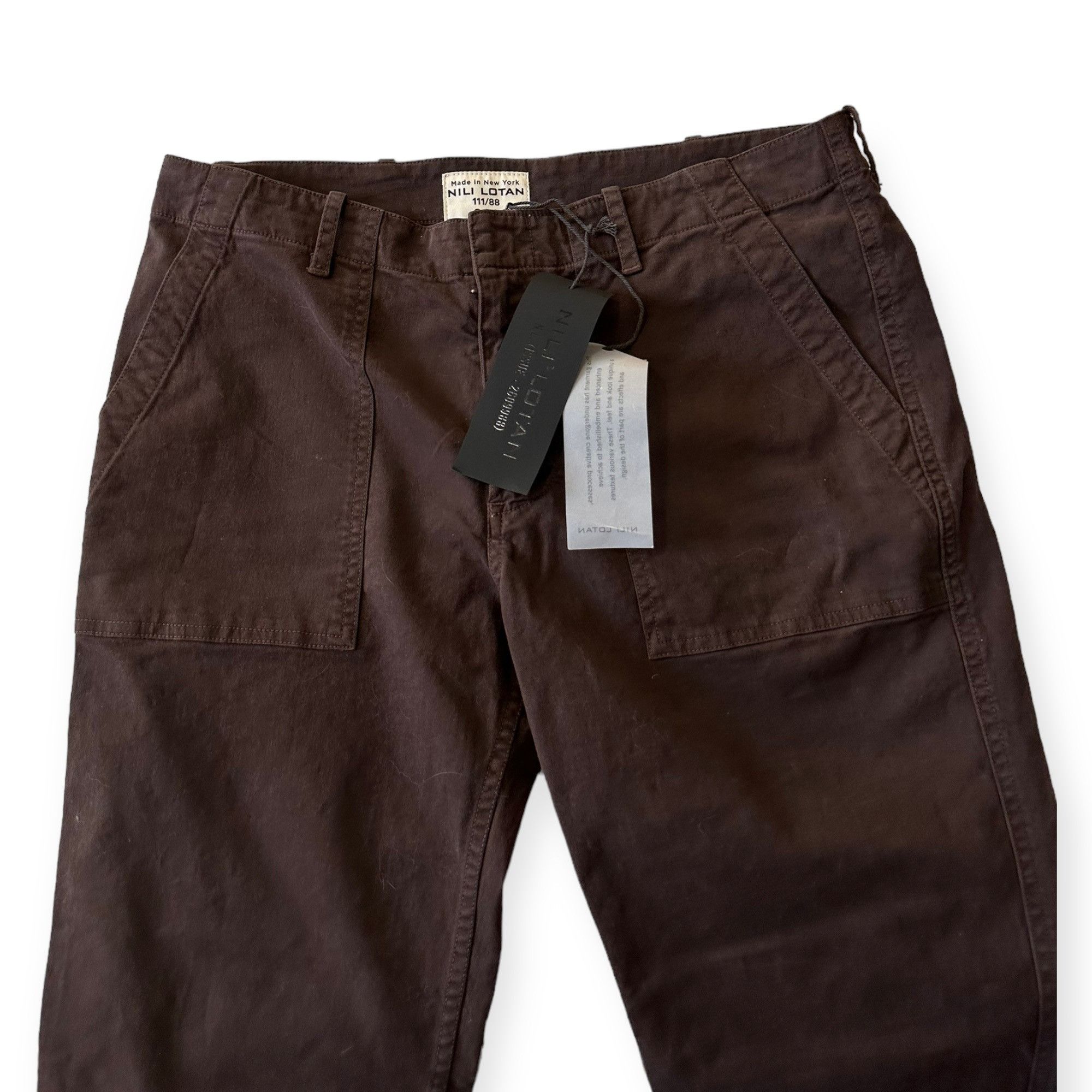 Nili Lotan Nili Lotan Jenna Cropped Raw-Edge Pants, Size 6, Brown Espre Size 28" / US 6 / IT 42 - 6 Thumbnail