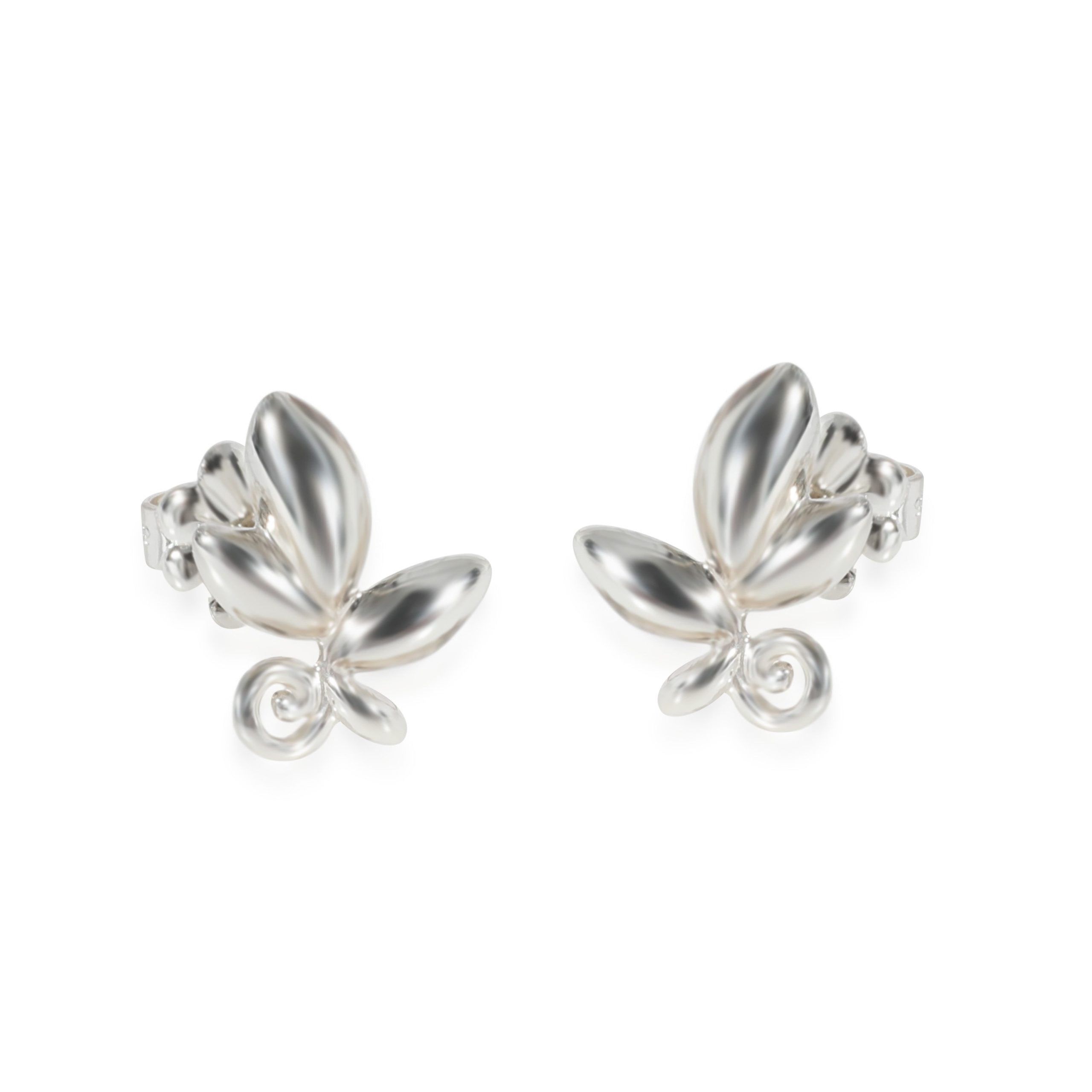 image of Tiffany Co Tiffany & Co. Paloma Picasso Olive Leaf Earrings In Sterling Silver, Women's