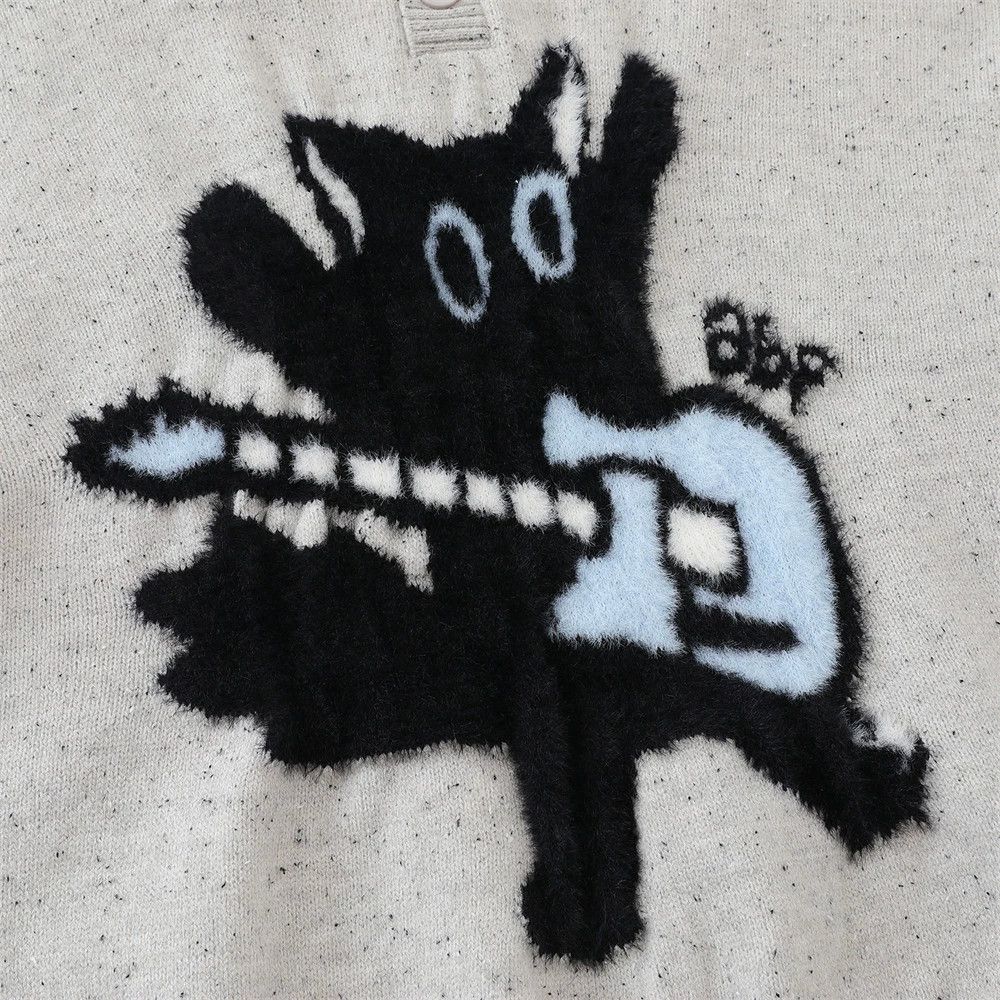 Vintage Loose men's casual fun cartoon lapel sweater Size US M / EU 48-50 / 2 - 3 Thumbnail