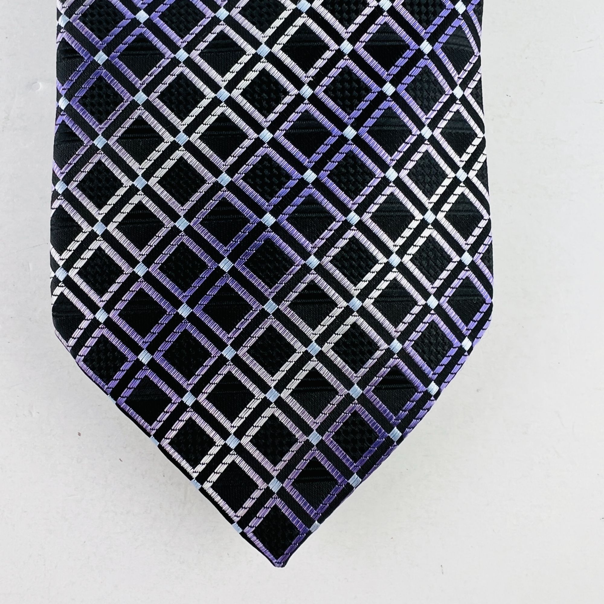 Croft & Barrow Croft & Barrow Necktie Tie Diamond Design Purple Silver Blac Size ONE SIZE - 3 Thumbnail