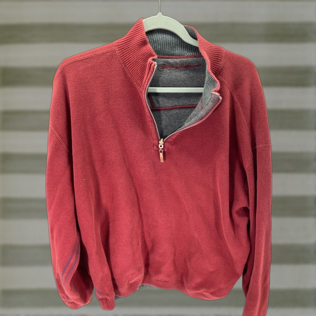 Tommy Bahama Tommy Bahama Reversible Sweater Mens XL Gray Maroon 1/2 Zip Knit Long Sleeve Pullover Mock Neck 1/4 Zip Coll arless Logo Vintage: No Size US XL / EU 56 / 4 - 1 Thumbnail