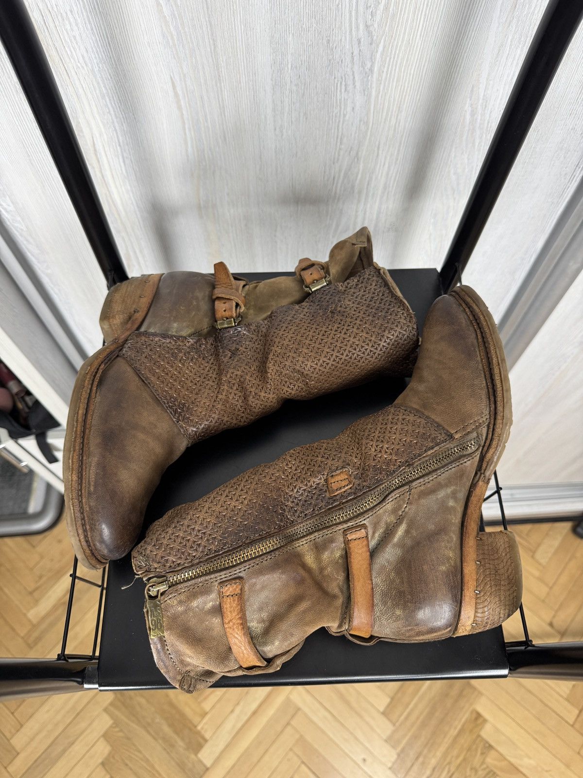 A.S.98 Airstep AS98 Brown Leather Boho Biker Ankle Distressed Boots Size US 7 / IT 37 - 10 Thumbnail