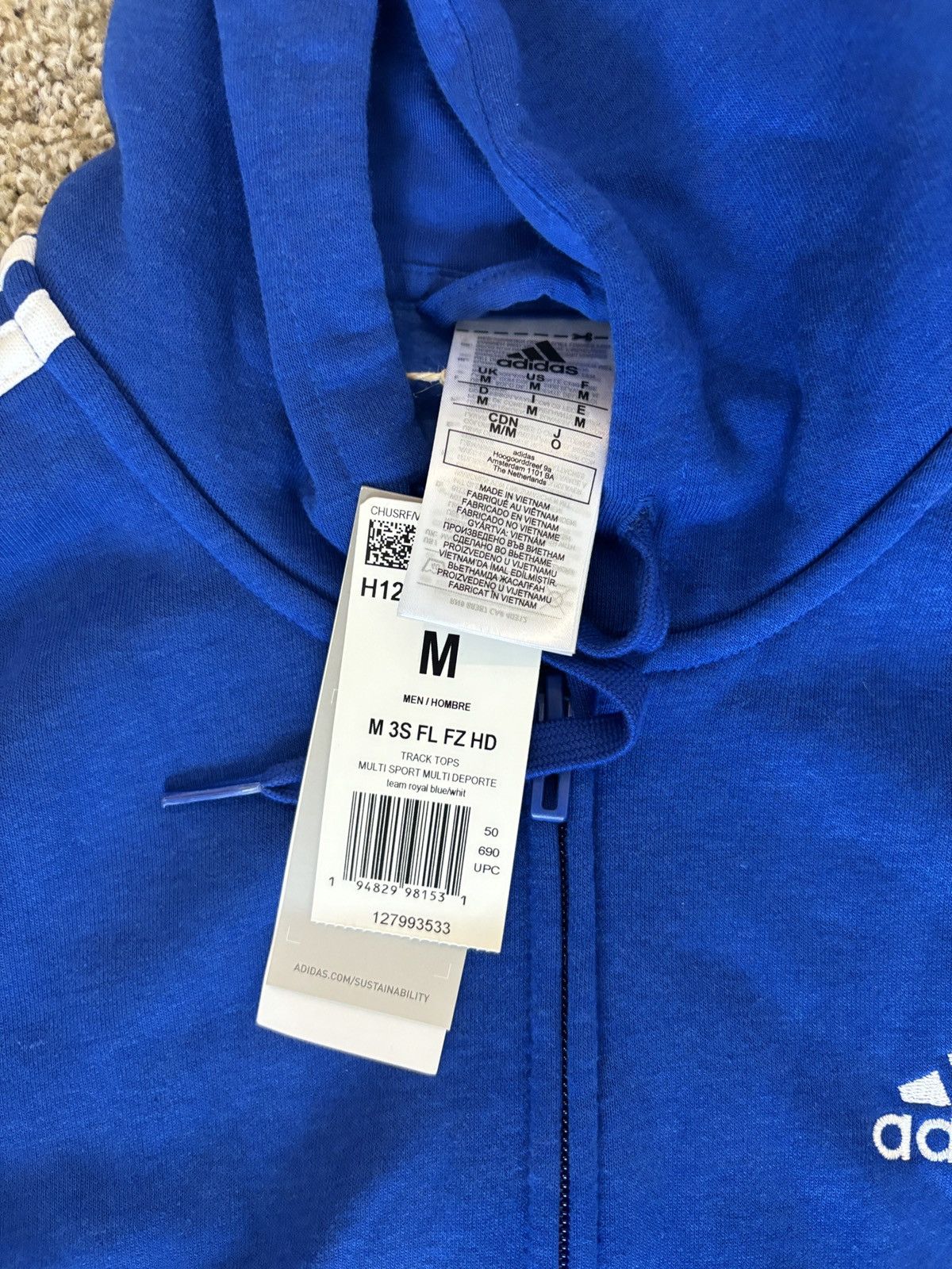 Adidas × Nike Blue Adidas Zip Up Hoodie Size US M / EU 48-50 / 2 - 2 Thumbnail