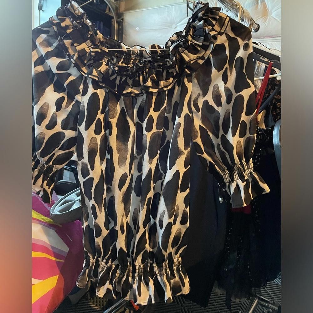 Designer MILANO Animal Print Blouse Sz. Small Size S / US 4 / IT 40 - 1 Thumbnail