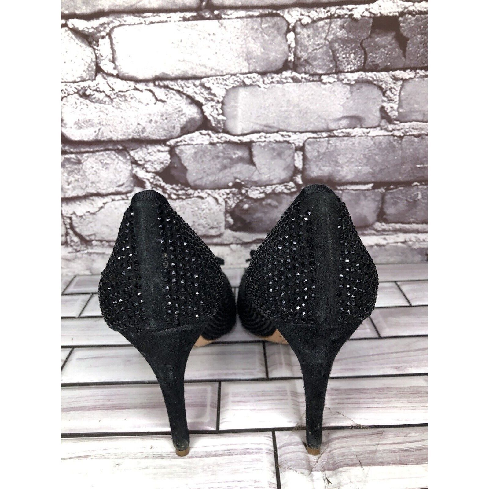Tory Burch Tory Burch Phoenix Black Pump Rhinestone Soho Lux Suede Wome Size US 7.5 / IT 37.5 - 5 Thumbnail