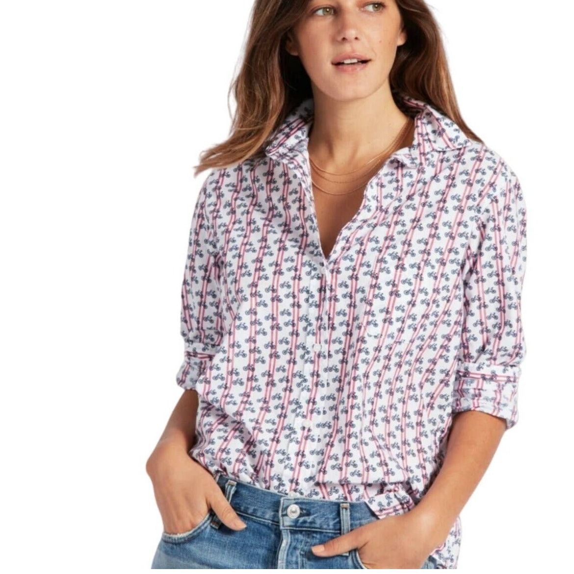 Anthropologie GRAYSON The HERO Bicycles Print Button up Shirt Size M / US 6-8 / IT 42-44 - 1 Thumbnail