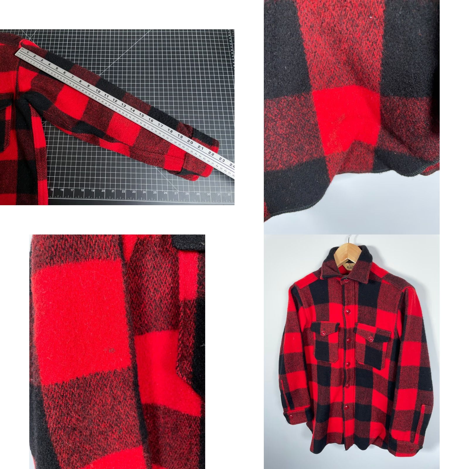 Vintage VINTAGE Woolrich Wool Shirt Jacket Mens 15 Small Red Black Buffalo Plaid Plaid Heavyweight Button-Up Wool Flannel 60s 70s Hipster Retro Size US S / EU 44-46 / 1 - 8 Thumbnail