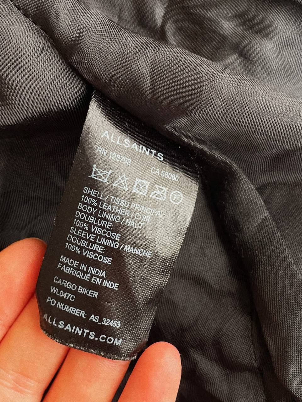 Allsaints AllSaints Grey Black Leather Biker Jacket Size XS / US 0-2 / IT 36-38 - 20 Thumbnail