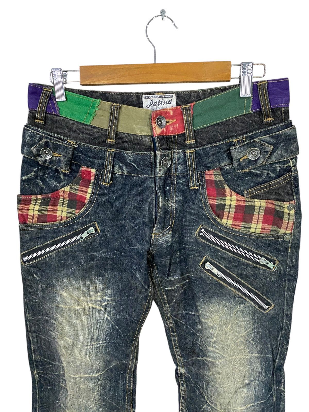 Japanese Brand Japanase brand patina double waist multizip denim pant Size US 31 - 6 Thumbnail