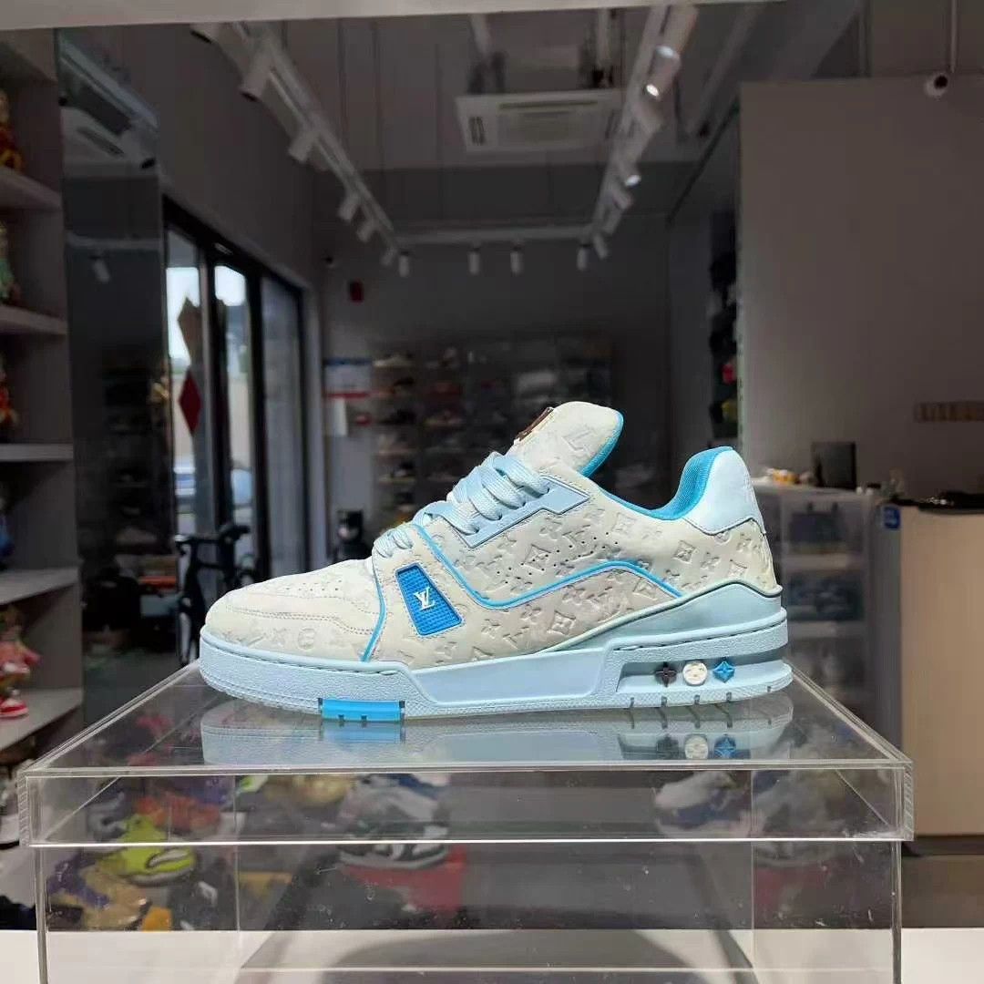 Louis Vuitton LV Trainer Ice Blue Allover 41 Verified Worn Once Size US 8 / EU 41 - 2 Thumbnail