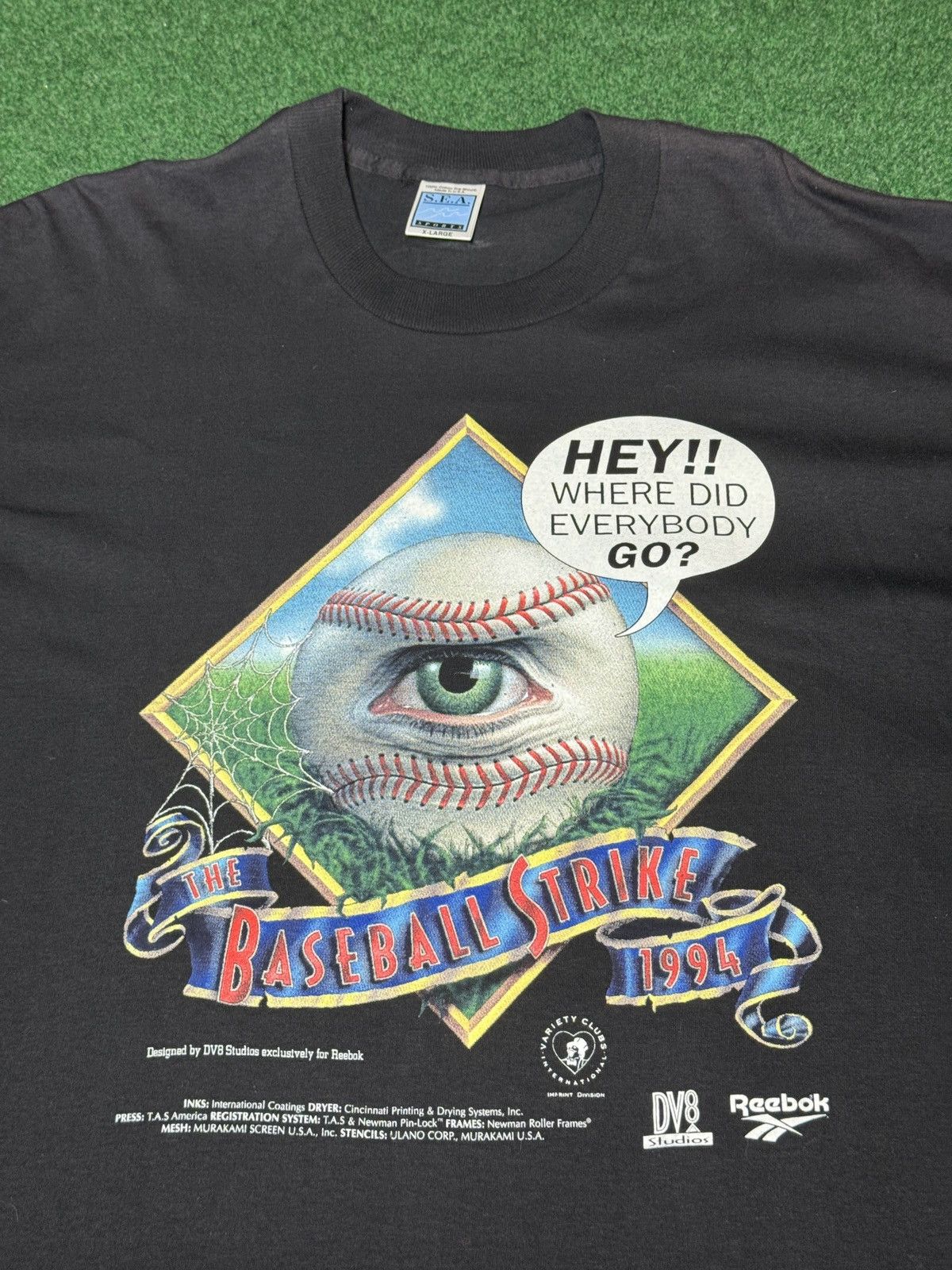 Vintage Baseball Strike RARE Reebok Test Print Promo XL/XXL T Shirt Size US XL / EU 56 / 4 - 2 Thumbnail