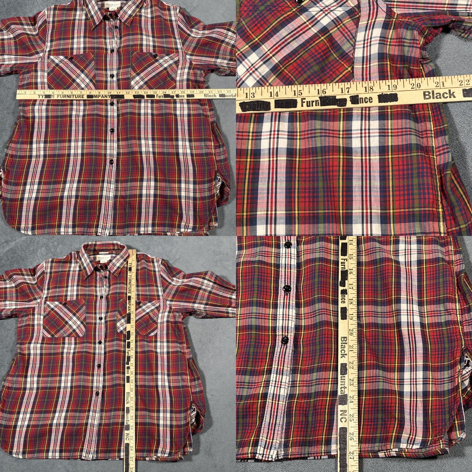 Ralph Lauren Ralph Lauren Button-Up Shirt Women XL Red Navy Plaid Cotton Long Sleeve Lightweight Western Size XL / US 12-14 / IT 48-50 - 8 Thumbnail