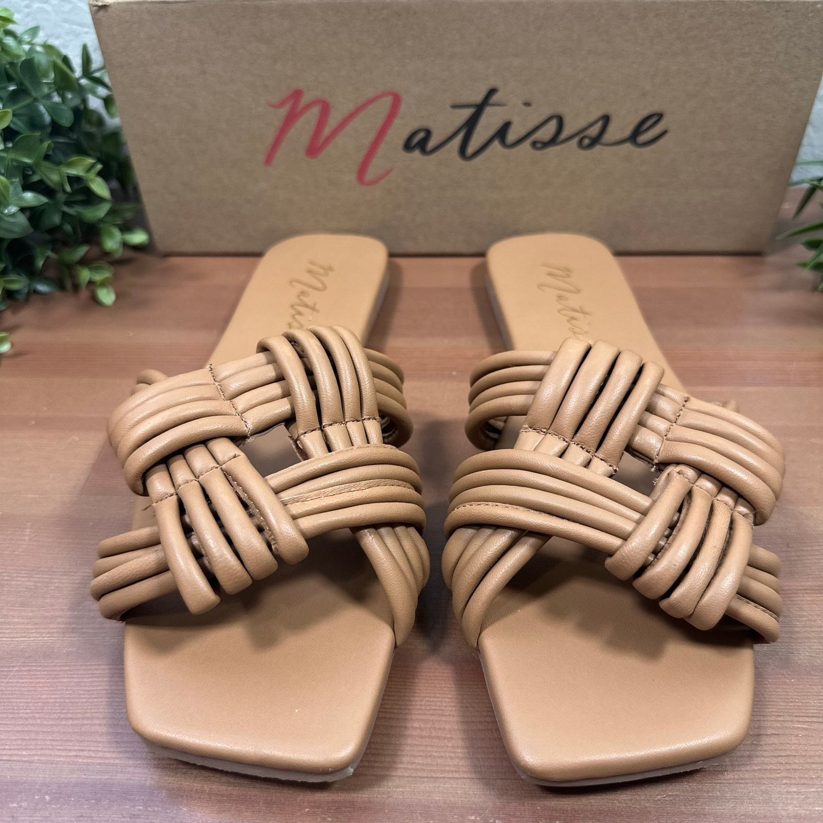 Matisse Matisse Samson Leather Knotted Slide Sandals Tan Size 9 Size US 9 / IT 39 - 3 Thumbnail