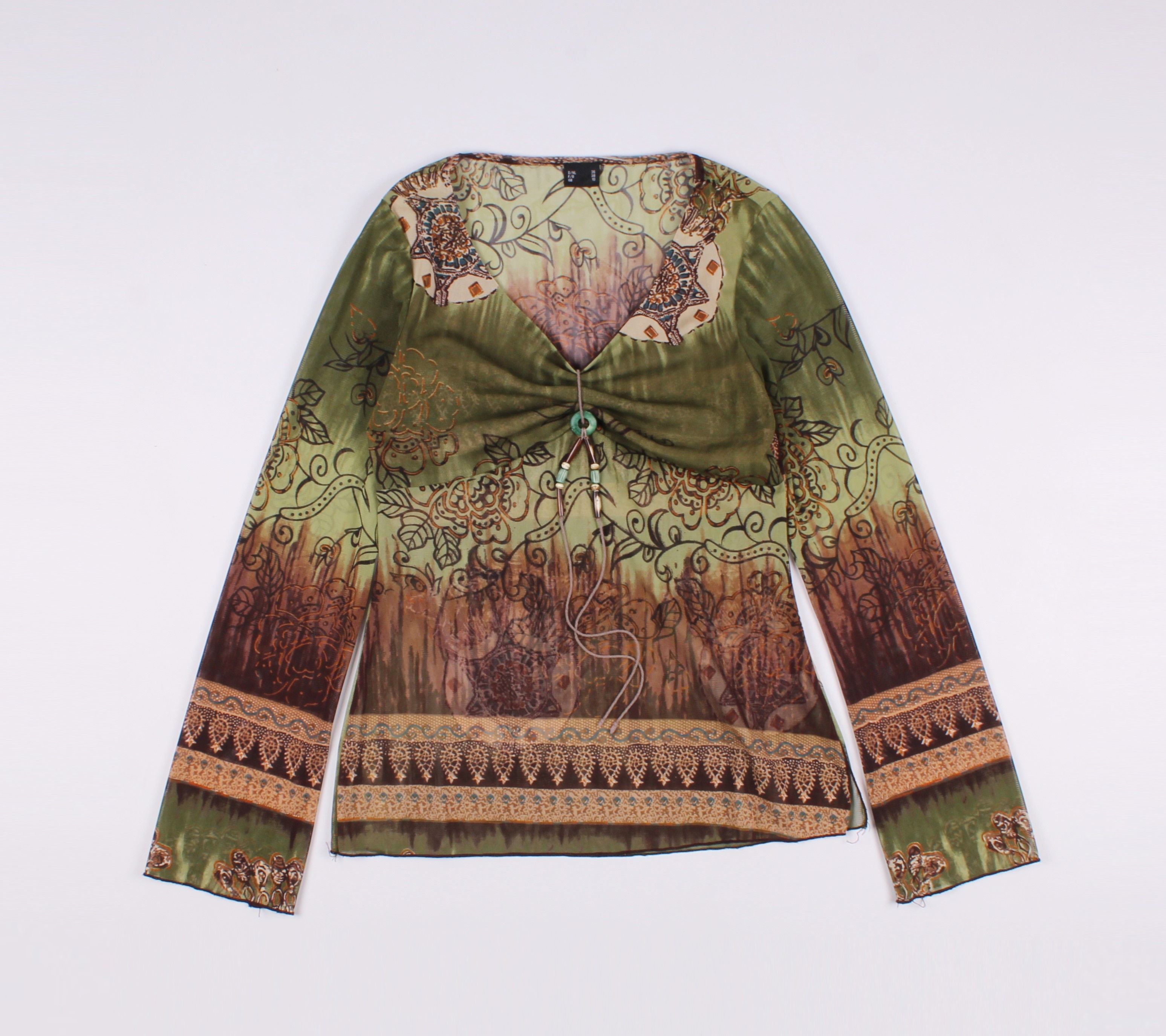 Vintage Vintage Y2K Boho Style Mesh Printed Blouse Top Size M / US 6-8 / IT 42-44 - 4 Thumbnail
