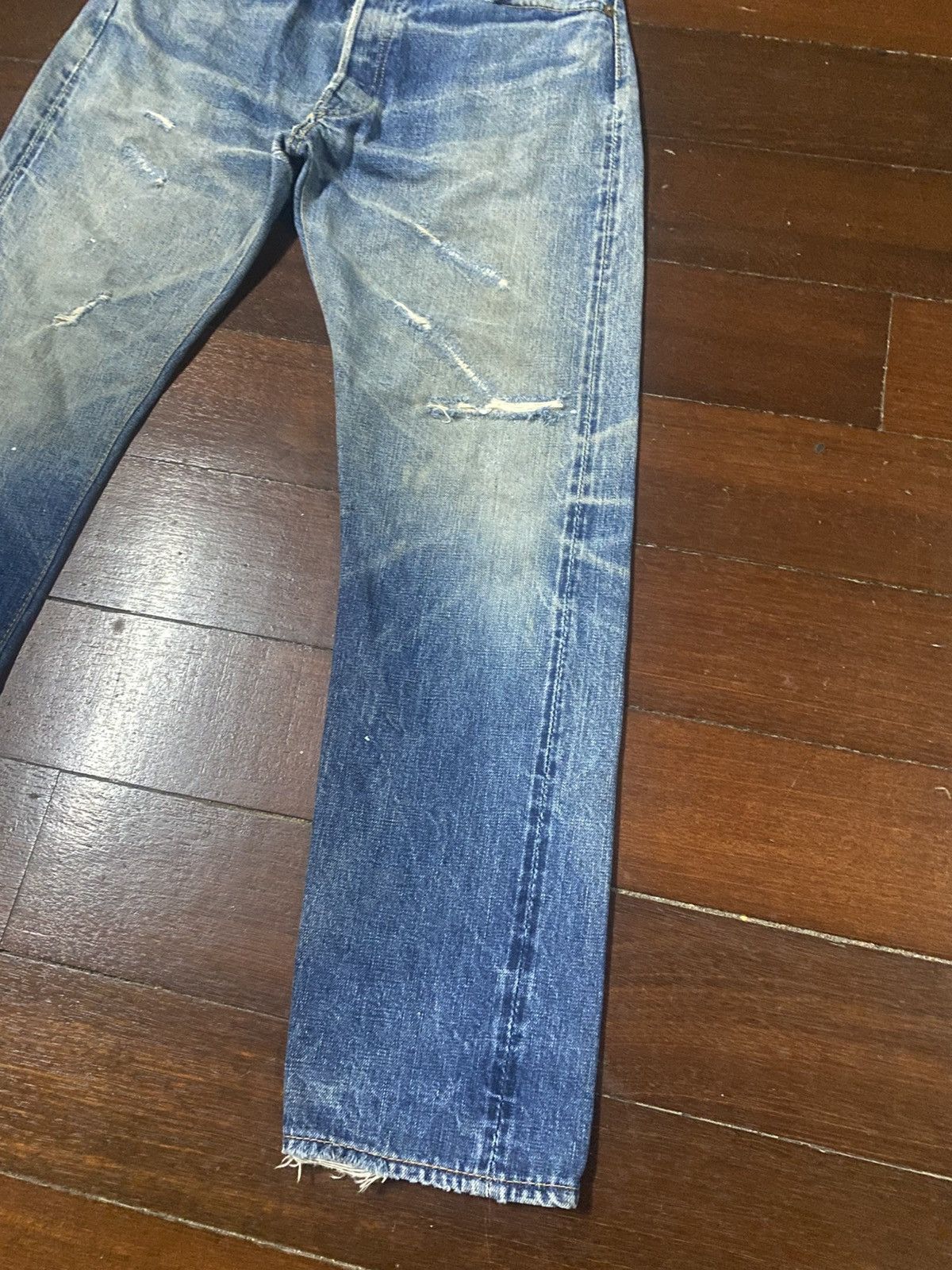 Warehouse Vintage 90s Warehouse patch leather Selvedge distressed Size US 32 / EU 48 - 4 Thumbnail
