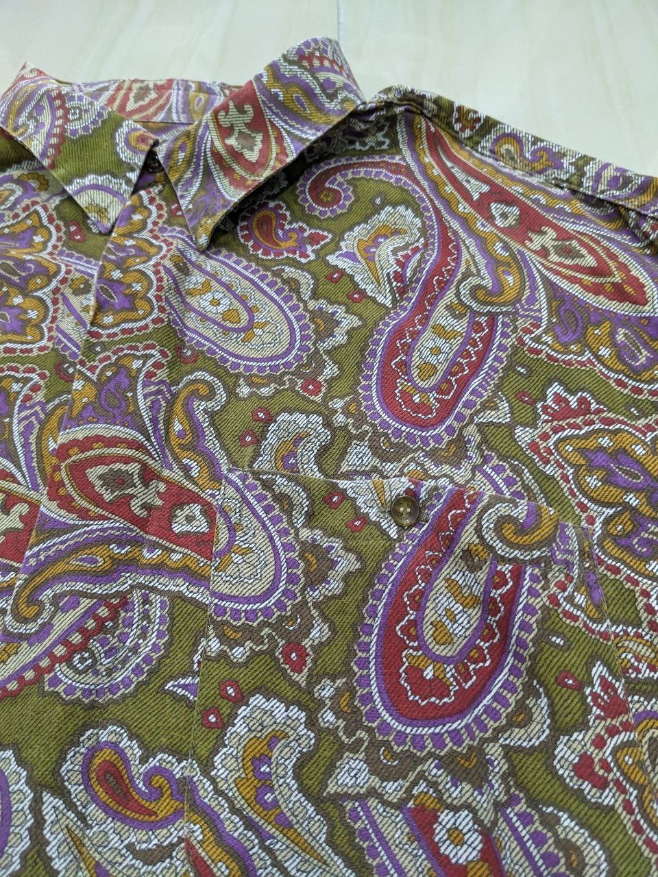 Vintage PREETY GREEN INSPIRED PAISLEY PATTERN BUTTON UP SHIRT Size US XL / EU 56 / 4 - 7 Thumbnail
