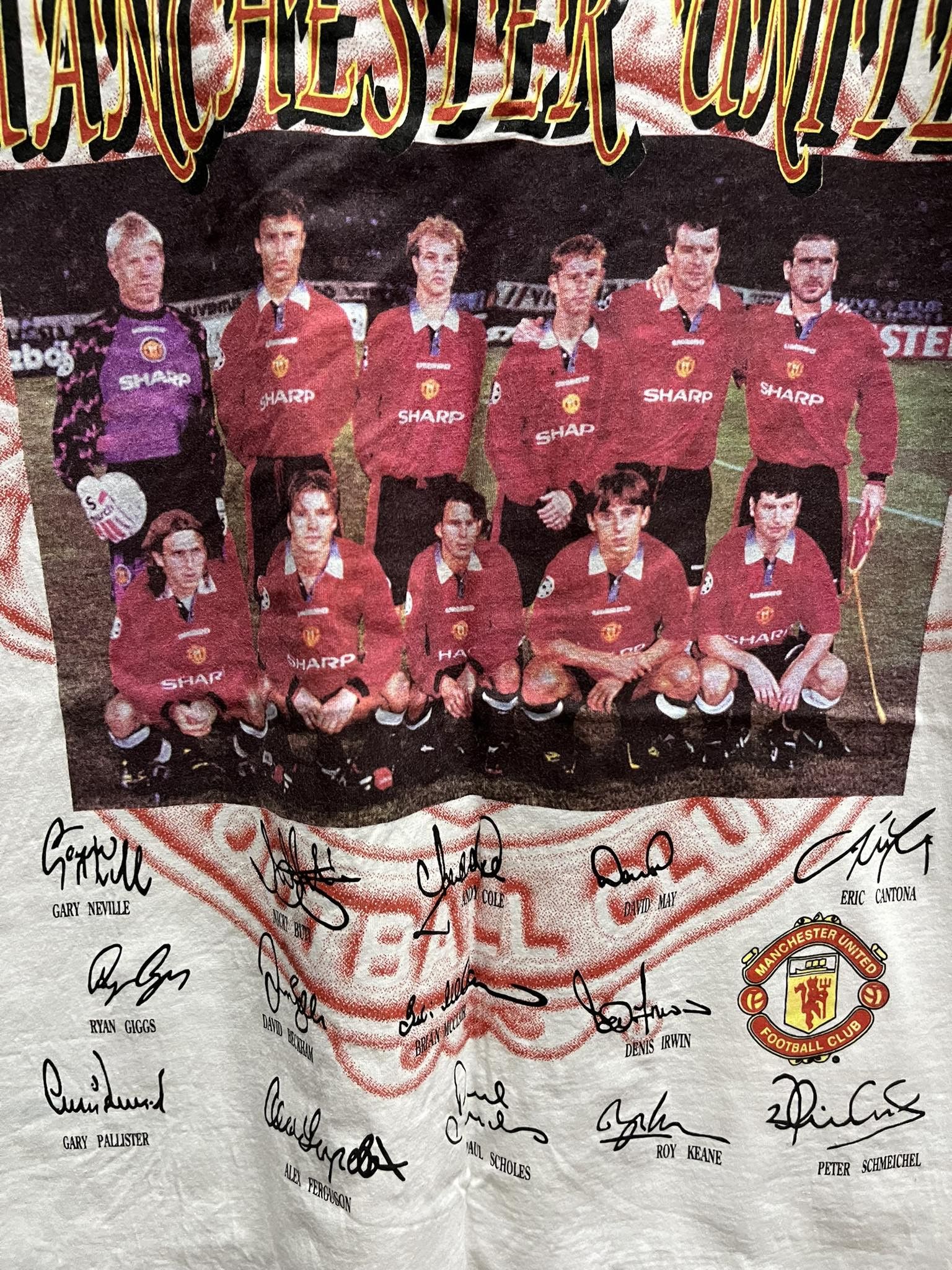 Vintage Manchester United Class of 92 Eric Cantona Photo Tee Size US XL / EU 56 / 4 - 2 Thumbnail