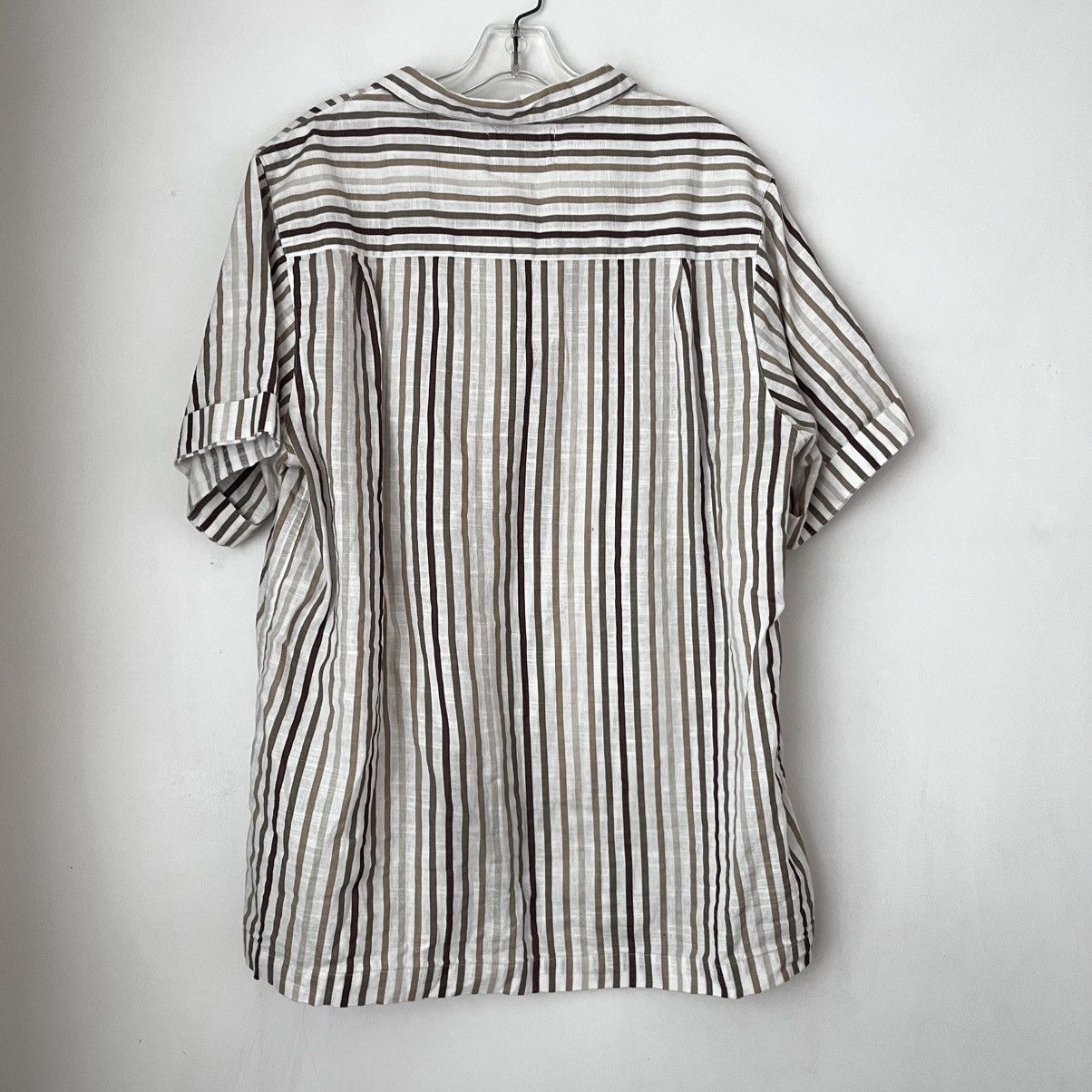 Rolla's Rolla's White & Brown Stripe Short Sleeve Button Front Shirt Size US XL / EU 56 / 4 - 4 Thumbnail