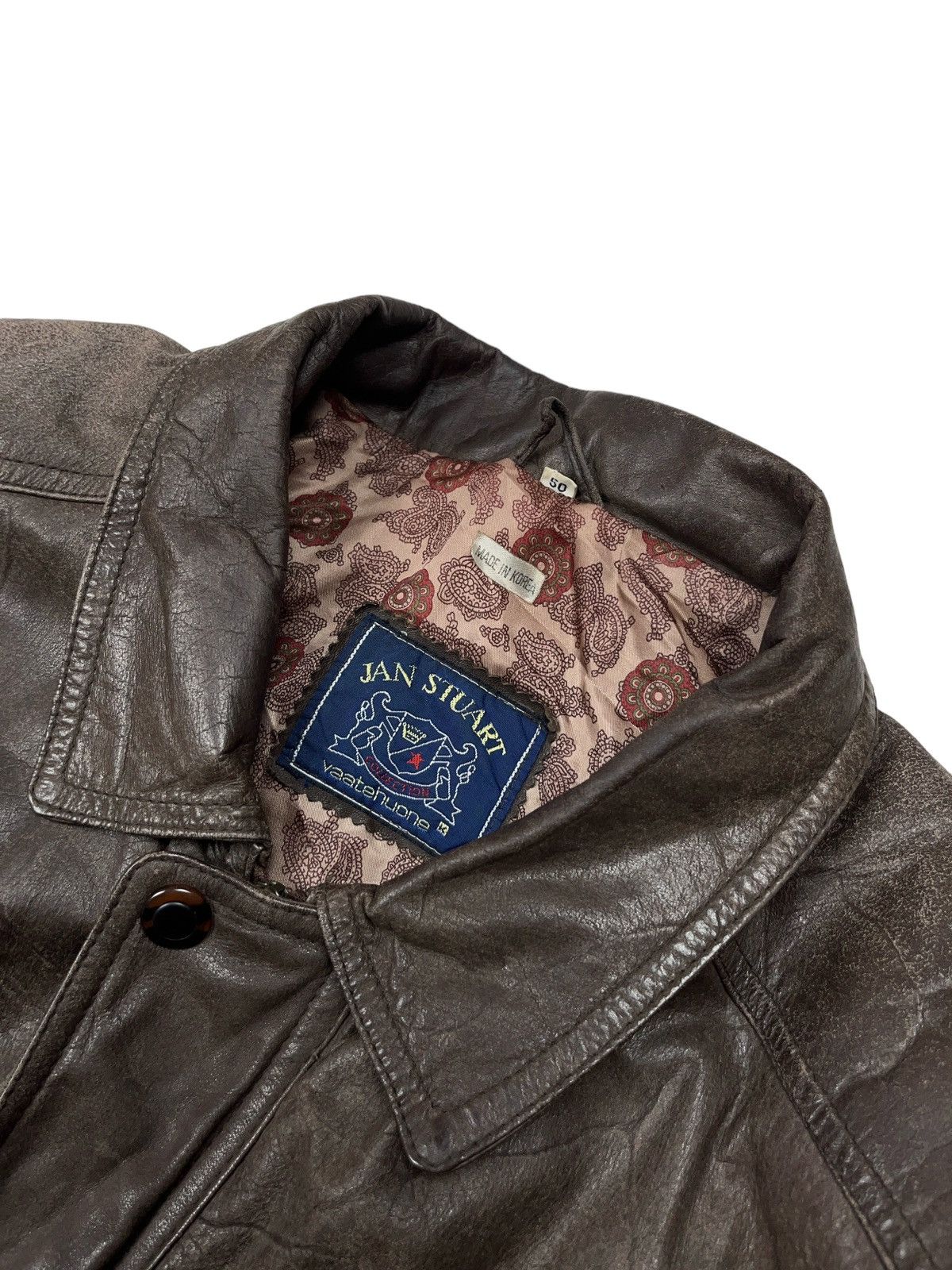 Other Vintage Archival Brown Leather Korean Jacket Avant Garde Size US L / EU 52-54 / 3 - 4 Thumbnail