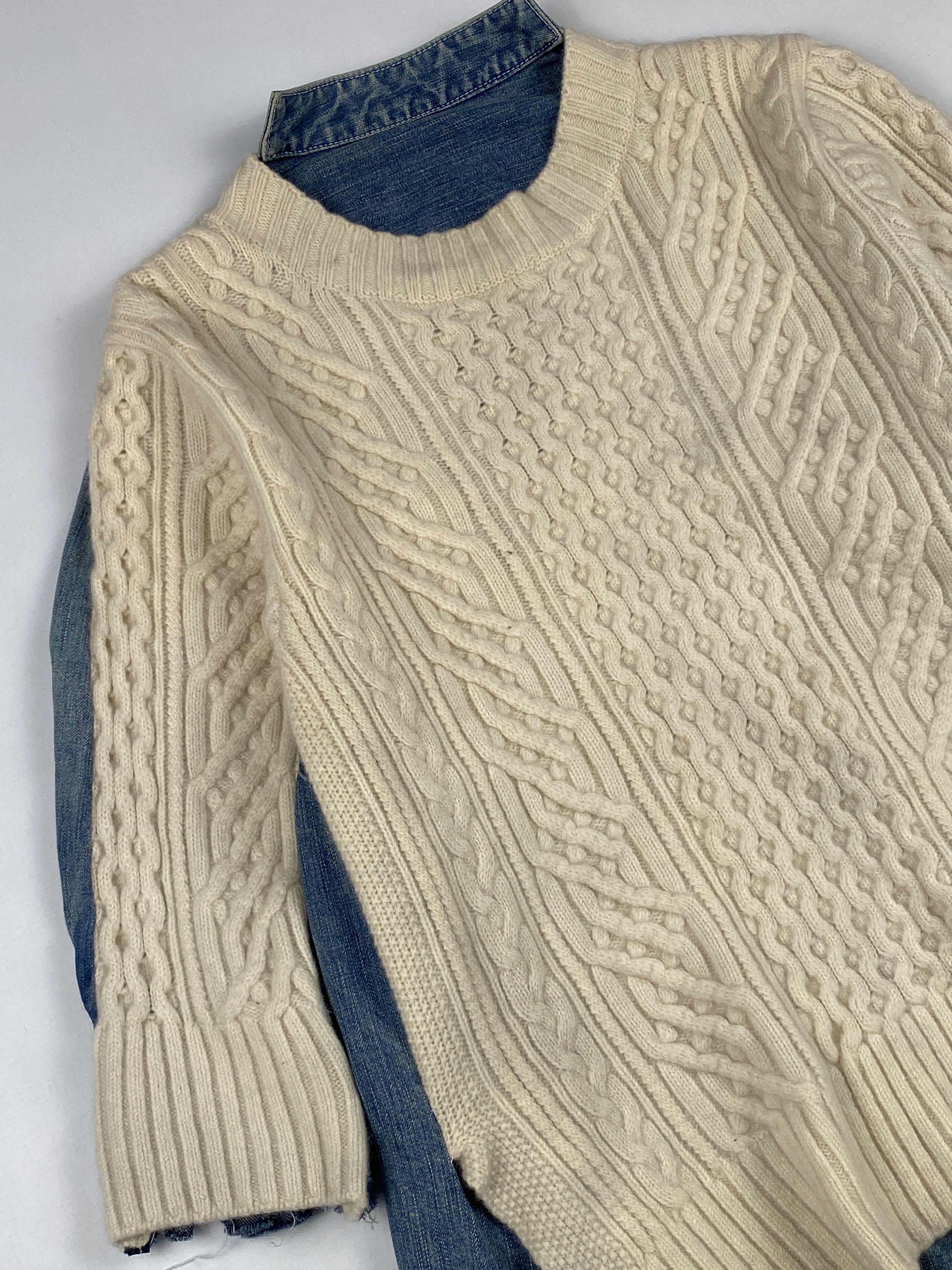Sacai Denim Paneled Knitted Hybrid Sweater Size L / US 10 / IT 46 - 6 Thumbnail