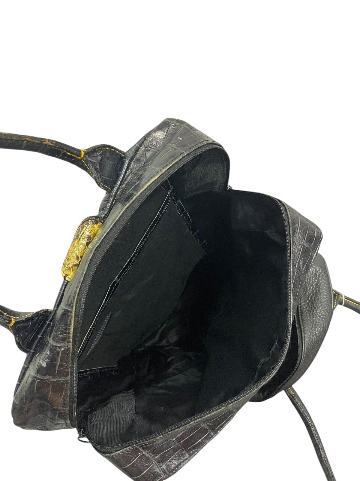 Genuine Leather Crocodile Embossed Theatre Product Japan Hand Carry Bag 1🟩8 Size ONE SIZE - 11 Thumbnail